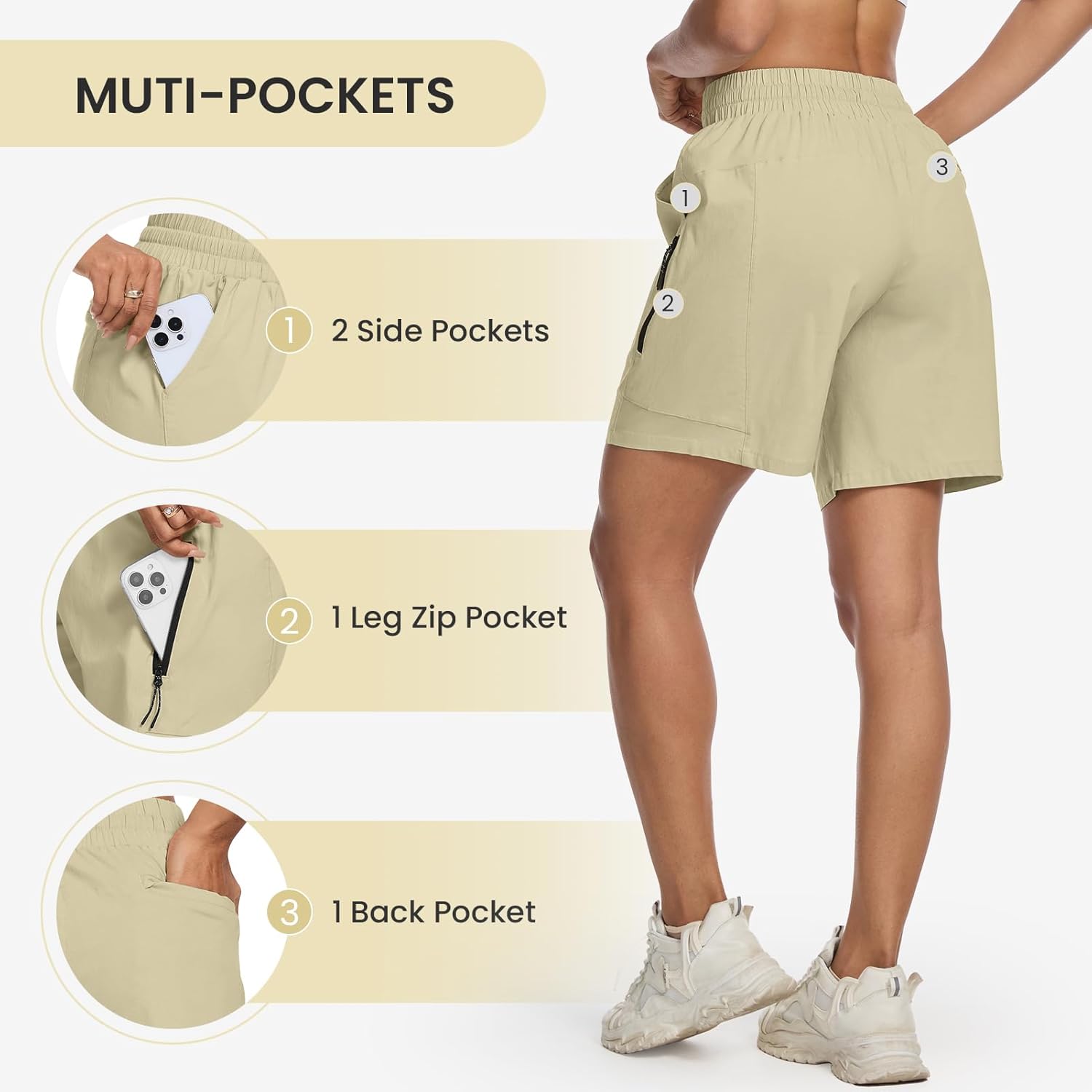 Women's 7" Hiking Cargo Shorts Quick Dry Athletic Short Pants Outdoor Water Resistant Bermuda Shorts with Multi Pockets - Image 5