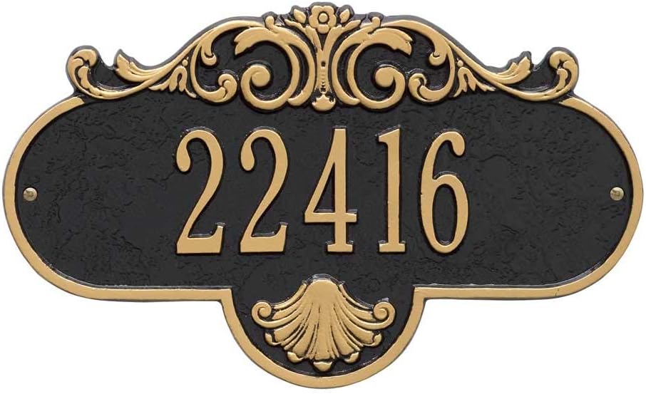 Personalized Cast Metal Address Plaque - MADE N USA Custom House Number Sign. Wall Mounted Decorative Scroll Plaque. # 98441F