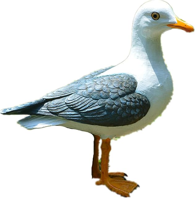 Hwydo Resin Craft Seagull Bird Statue Garden Ornament Beach Seaside Decoration (Large standing 28x15x31cm)
