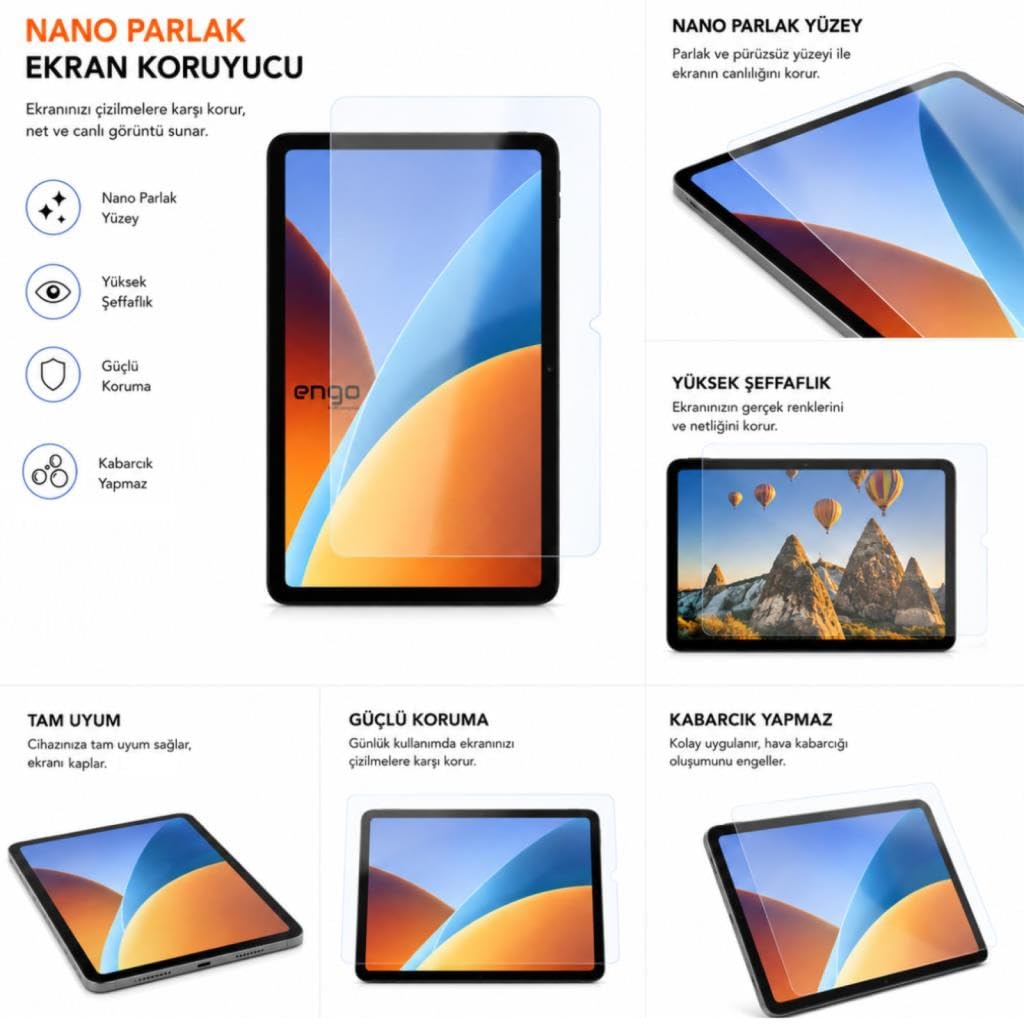 Engo Xiaomi Redmi Pad 2 9.7 İnç İle Uyumlu Ekran Koruyucu 9h Temperli Kırılmaz Esnek Nano Cam, Çizilmeye Ve Darbeye Dayanıklı Koruma, Hd Şeffaf