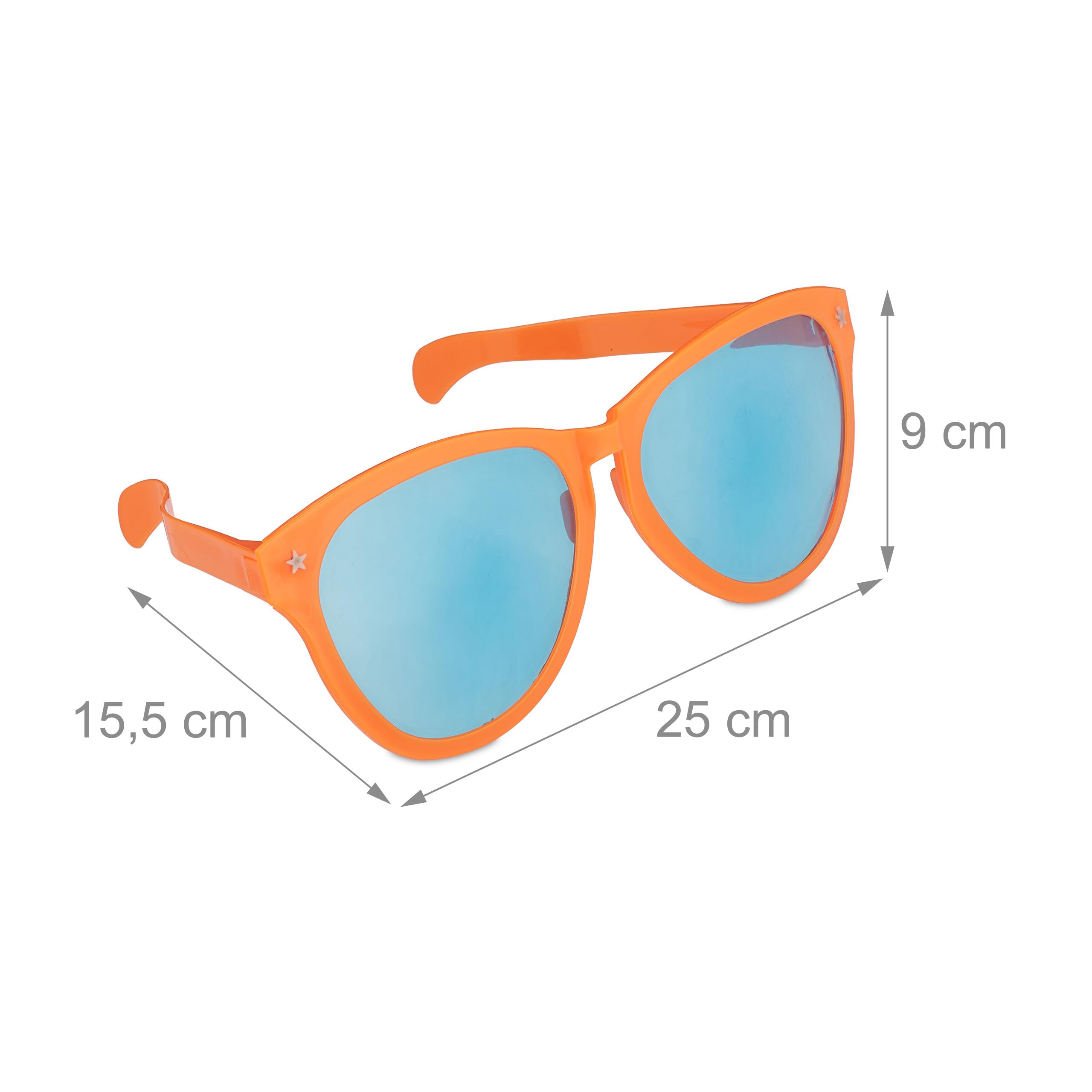 Relaxdays Set of 4 Party Glasses, Giant Spectacles for Carnival and Festivals Plastic, Big Blue Lenses, Multicoloured, 9 x 25 x 15.5 cm - Image 4