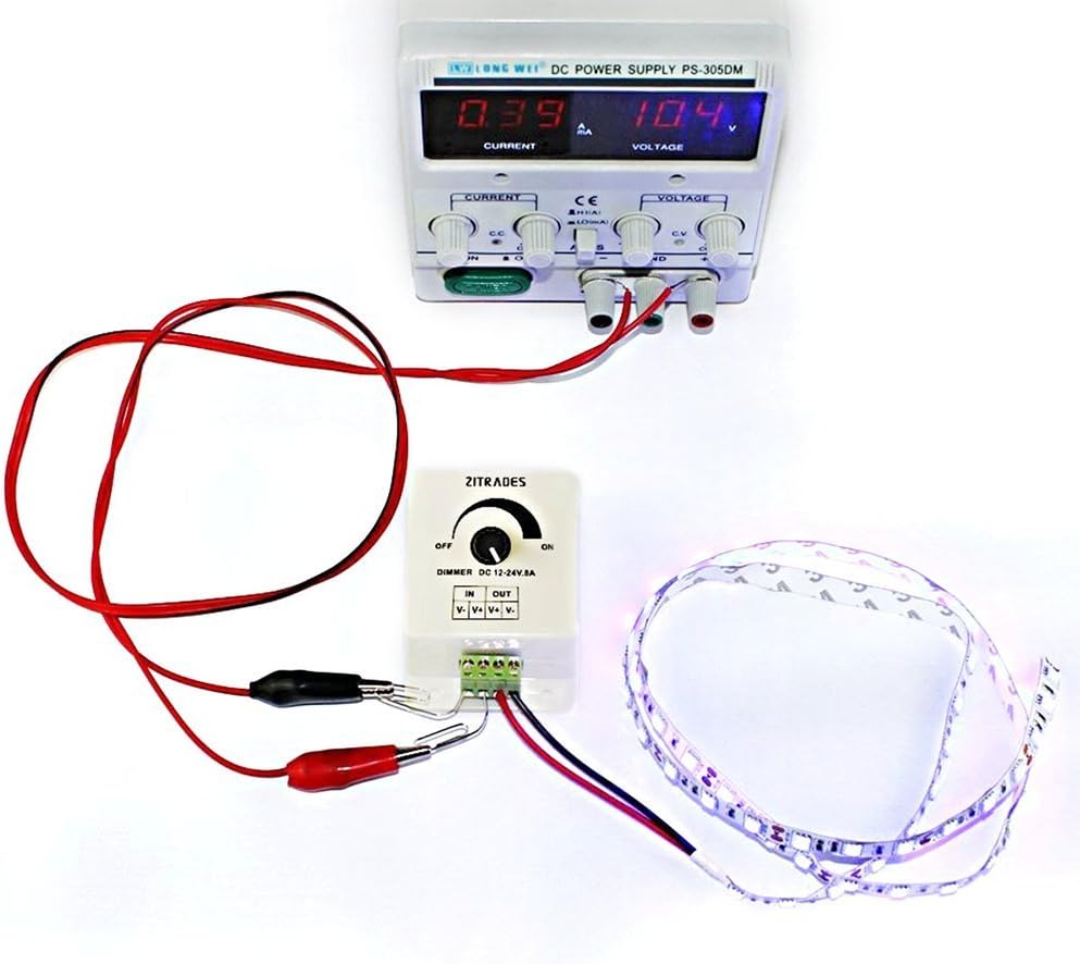 PWM Dimming Controller For LED Lights or Ribbon, 12 Volt 8 Amp,Adjustable Brightness Light Switch Dimmer Controller DC12V 8A 96W for Led Strip Light By Zitrades