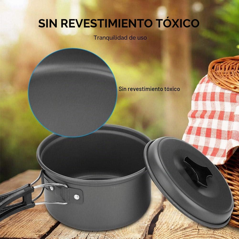 Juego de Cocina para Acampar, Juego de Cocina de Barbacoa para Picnic al Aire Juego de Utensilios de Cocina para 2-3 Personas