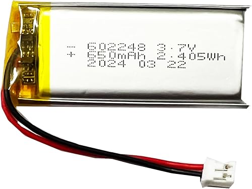 FITHOOD 602248 Batería 3.7v 650mAh Batería recargable de polímero de litio con conector JST para electrodomésticos