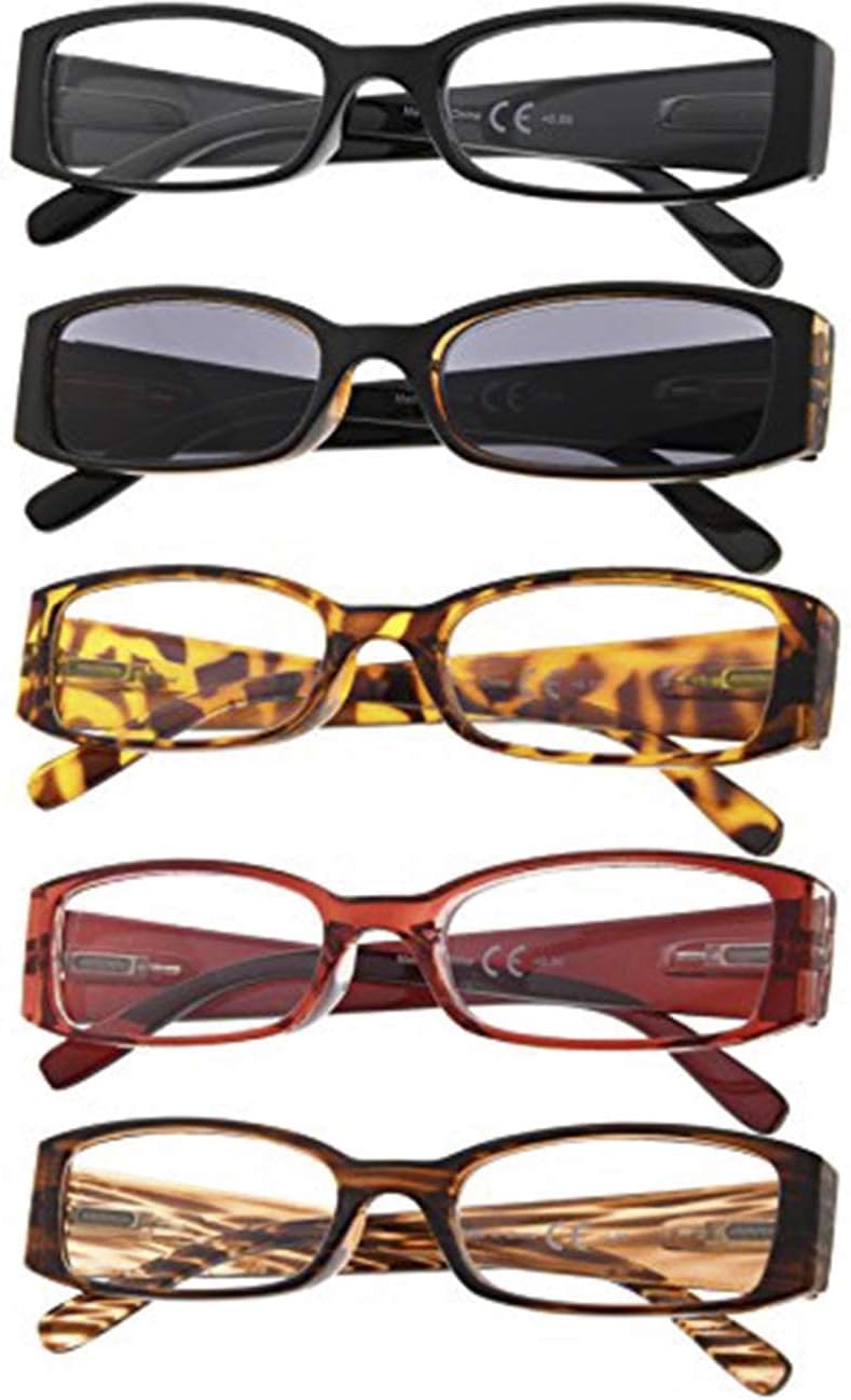 5-Pack Ladies Reading Glasses Includes Sunshine Readers for Women