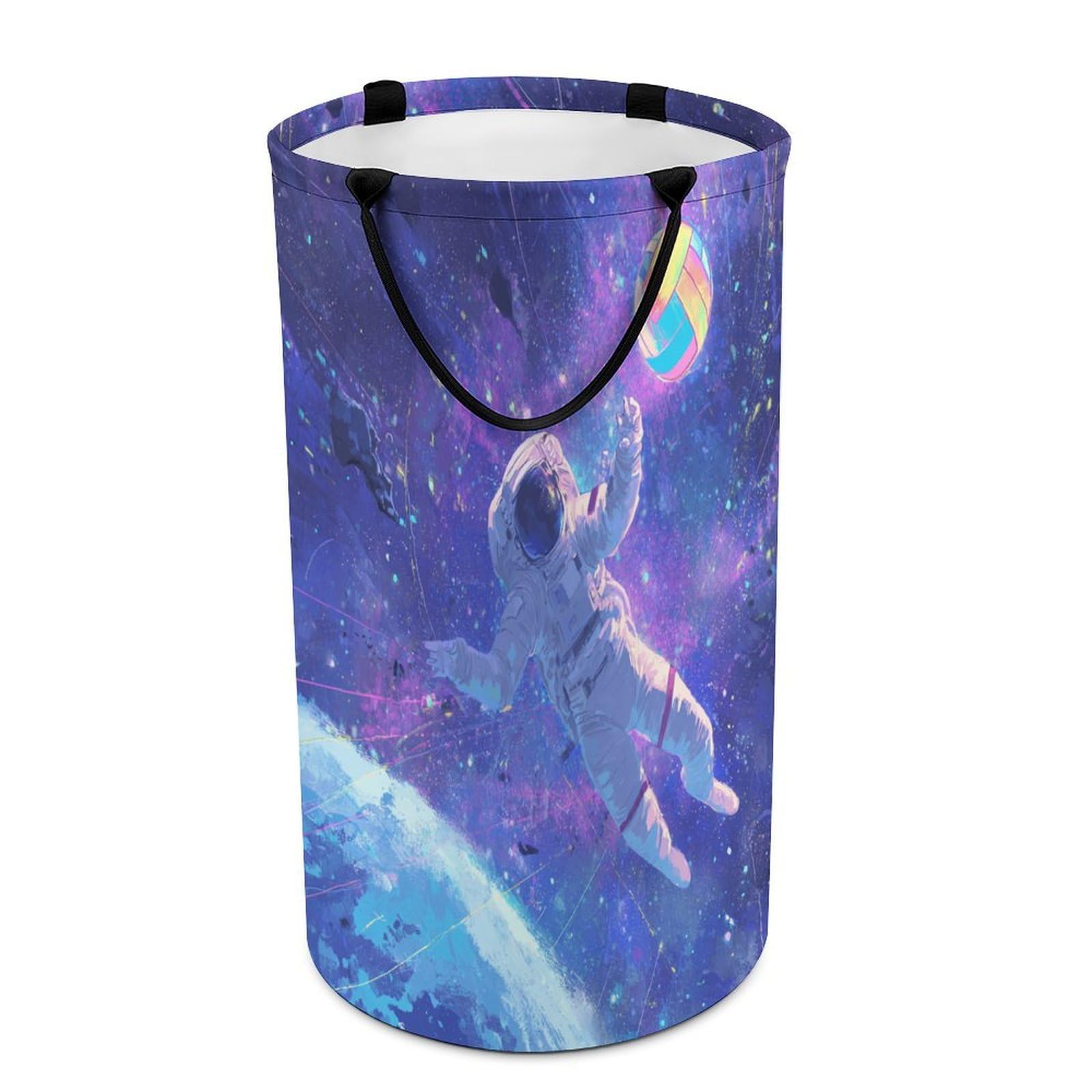 LUYYSKY Rustic Abstract Astronaut Collapsible Dirty Clothes Basket, Classic Oil Painting Galaxy Outer Space Astronaut Sports Theme Portable Clothes Storage Basket