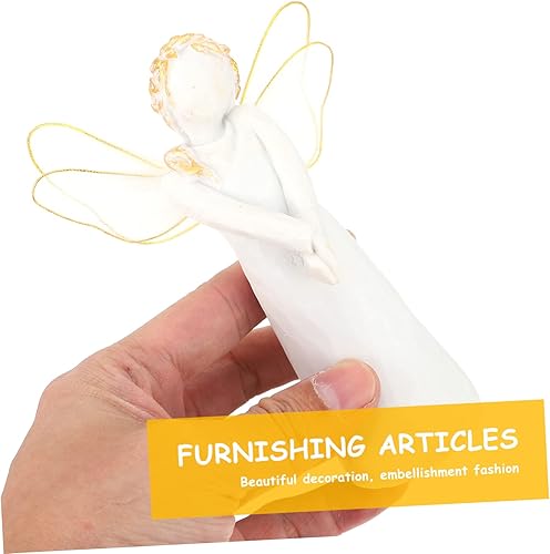 Miniatura 7 de VOSAREA 2 piezas de ornamento de estatua de ángel de la natividad artesanal, decoración de Navidad, decoración de escritorio, decoración del hogar,