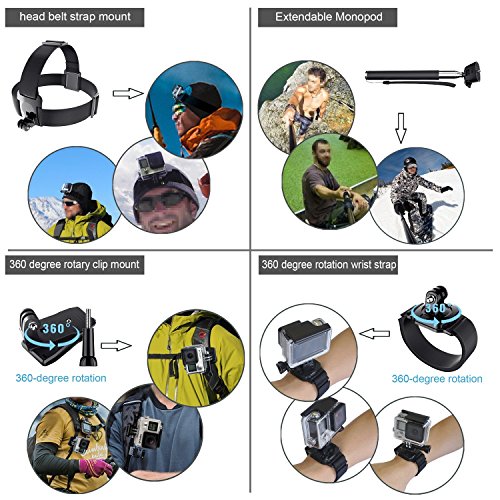 Image of Action Pro Accessories Kit Compatible with GoPro-13 /12 /11 /10 /9 /8 /7 /6 /5 /SJCAM /YI Accessory Bundle Set for Action Camera