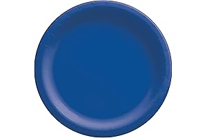 Amscan Round Paper Plates - 6.75" | Disposable 20 Pcs, Eye-Catching Blue