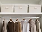 StorageWorks Fabric Storage Box with Lid, Stackable Linen Storage Bins for Clothes, Decorative Lidded Closet Organizers, Rectangle Storage Basket, Mixing of Beige, White & Ivory, Large, 2-Pack