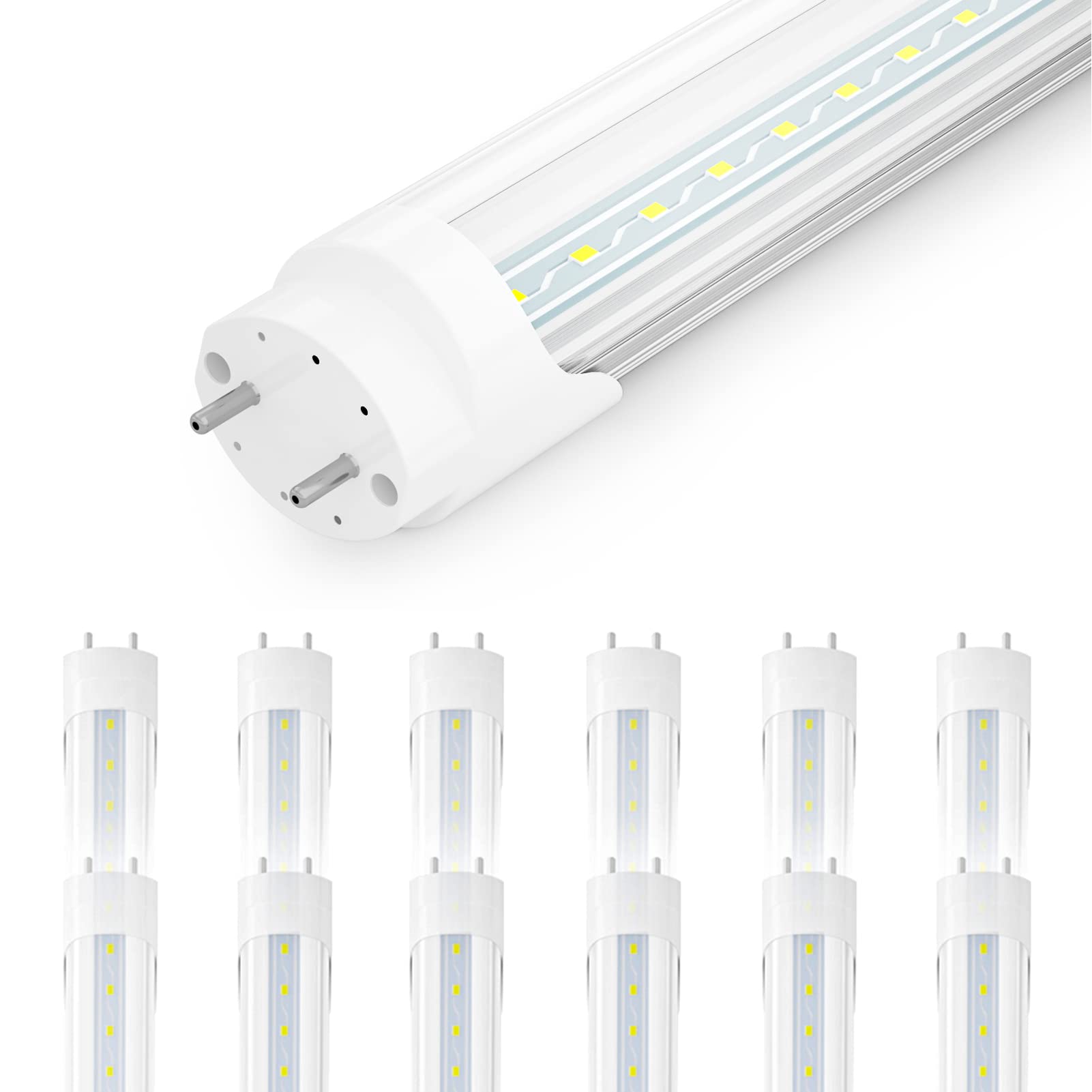 SHINESTAR 12-Pack T8 LED Bulbs 4 Foot, 18W 5000K Daylight, Clear Cover, Dual-end, T8 T10 T12 Fluorescent Light Bulbs Replacement, Ballast Bypass Type B, 2 pin G13 Base