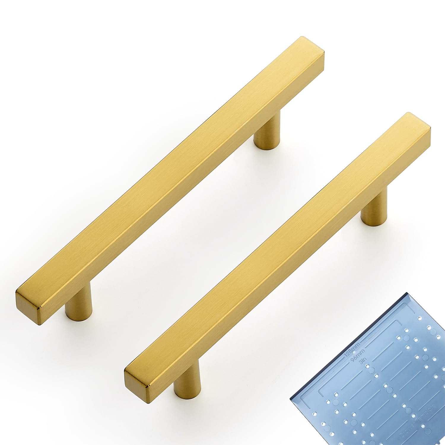 Ravinte Square Cabinet Handles, 20 Pack, 4" Hole Centers, Gold