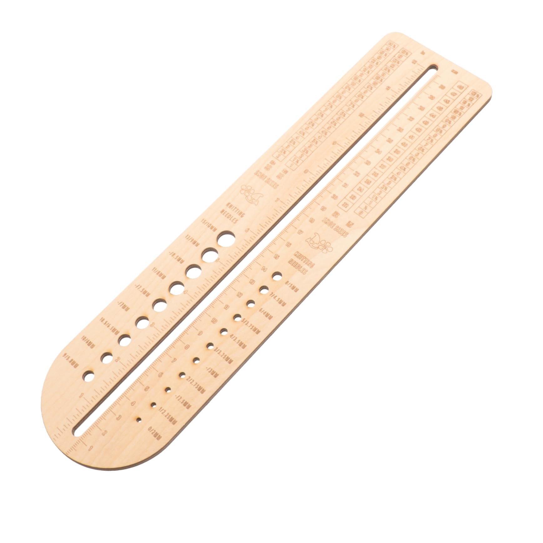 Tofficu 3 Piezas regla de crochet de madera devanadera aguja peso bloqueadores de calcetines marcadores de punto caso knitting needles tricotin reglas de tejer regla para crochet Beige