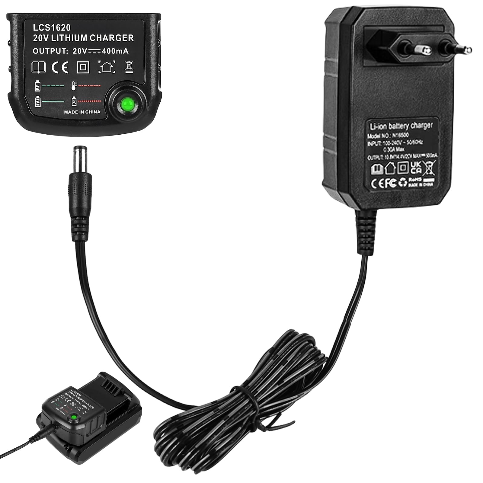 Chargeur Lithium 18V/20V : Chargeur Compatible pour Black & Decker Batterie Lithium ION BL2018 BL2018-XJ BL1518 LBXR20-OPE LBXR20 LB20 LBX20 LBX4020 LBXR20-OPE BL1514 LBXR16 LB2X4020