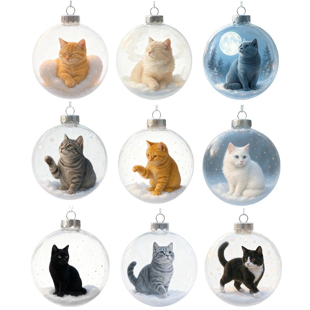 Breloque festive en verre chat : oubliez les décors ternes avec cette boule cristal 3D