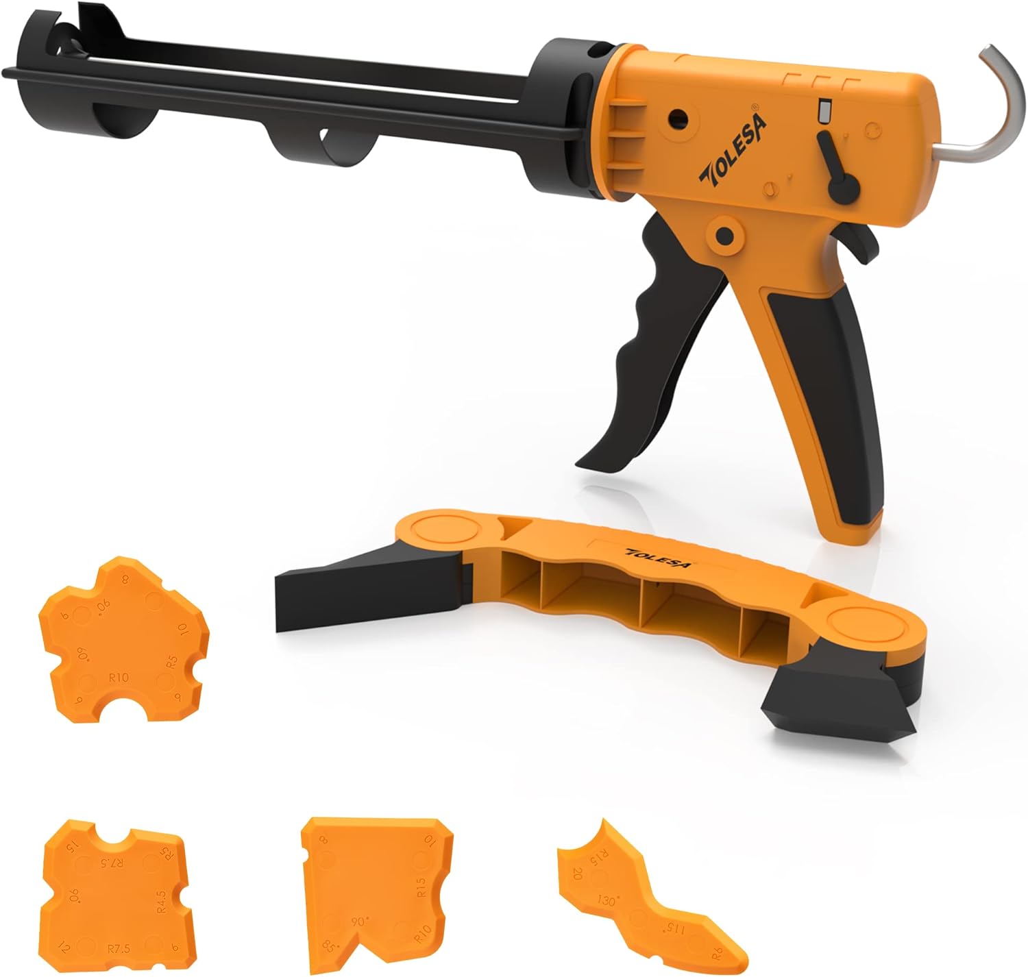 TOLESA Hand Caulking Gun with No Dripping Control & Comfortable Grip for Kitchen Bathroom Window