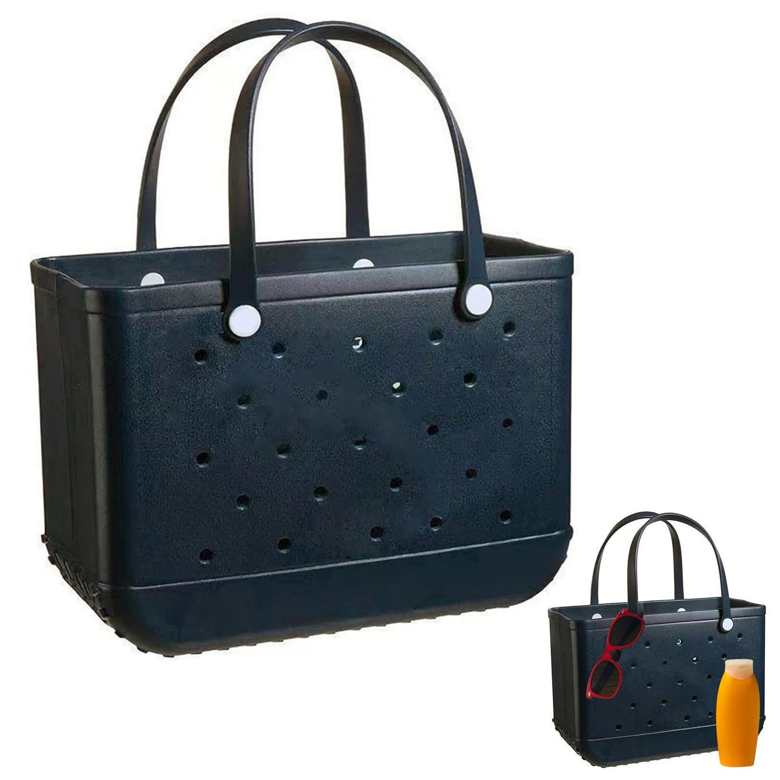 Grand sac de plage, sac de transport en caoutchouc, sac de voyage étanche pour femme, sac de transport lavable, sac à main élégant pour femme, sac à provisions en caoutchouc avec trous, sac à main