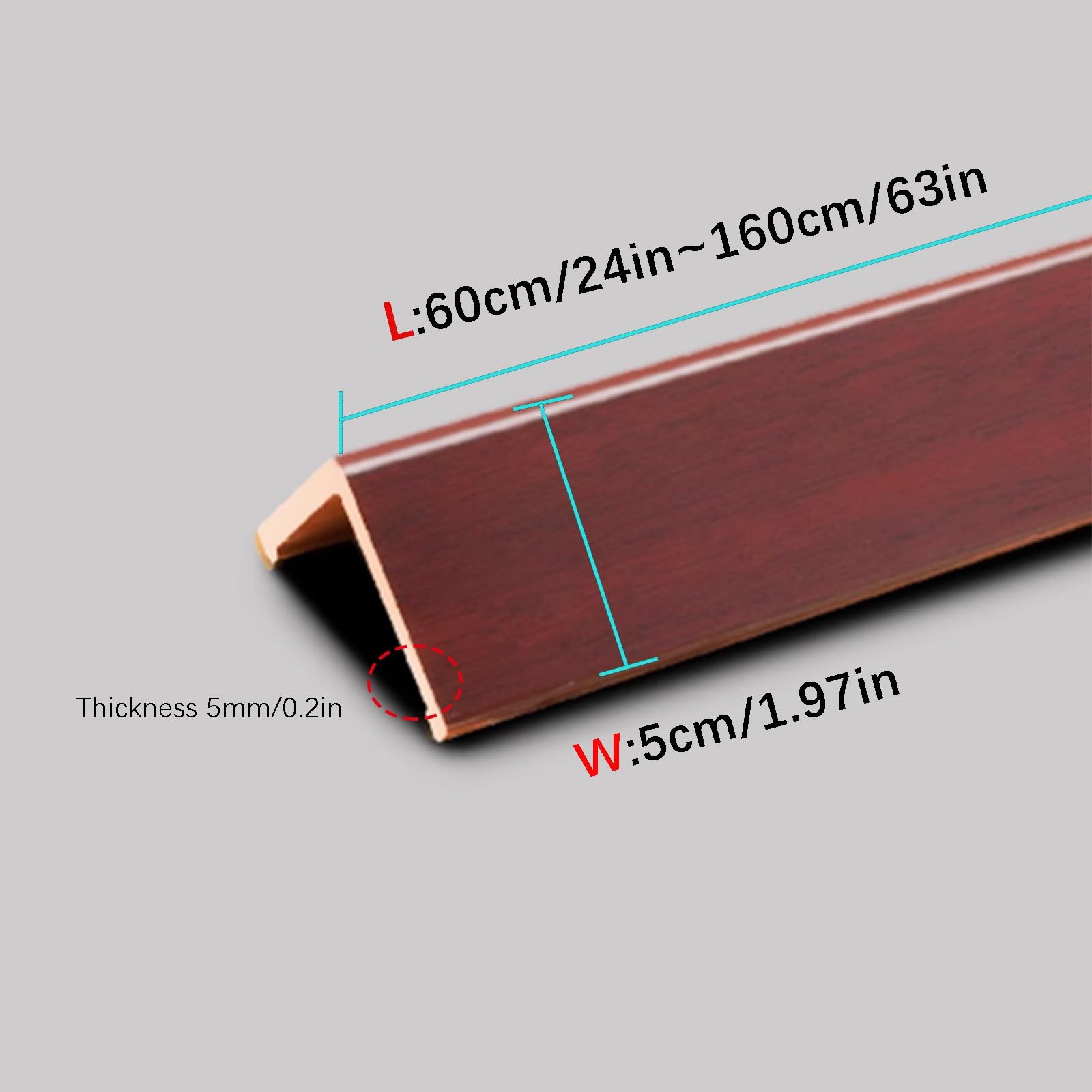 89° Corner Ed Protect - Moldura autoadhesiva para paredes, 85 cm, ideal para seguridad infantil y protección de esquinas, color rojo