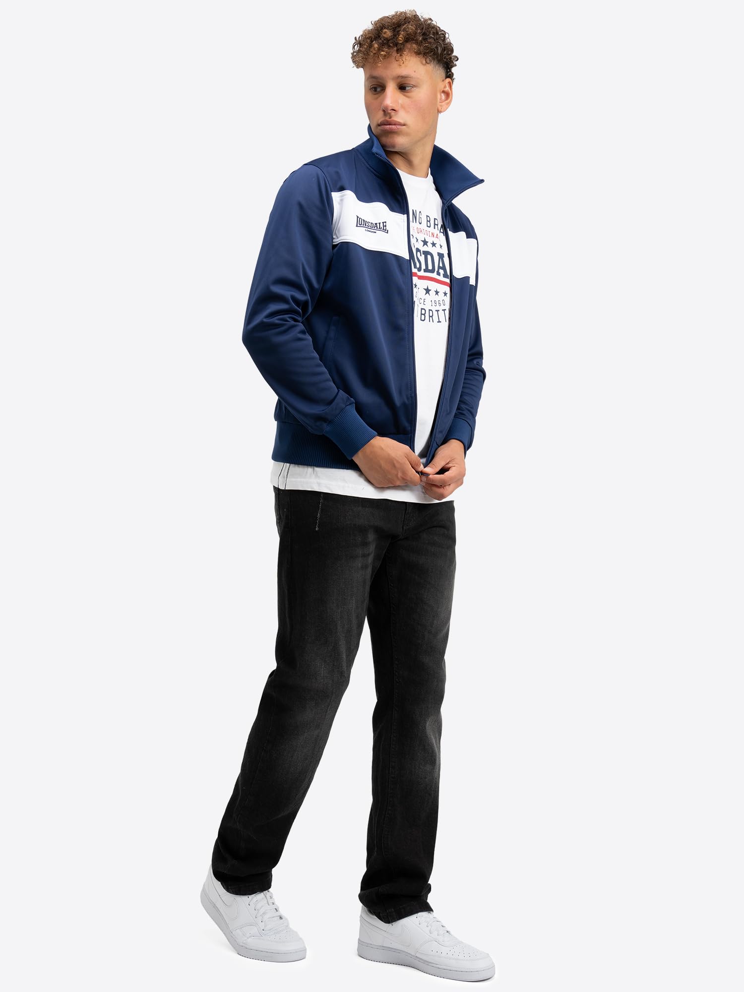 Lonsdale Herren-Trainingsjacke mit Reißverschluss, leichte Polyester-Jacke