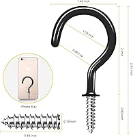 Vista 2 de 30 Pack Ceiling Hooks, 2 Inch Vinyl Coated Screw-in Hooks Hanging Plants & Flower Baskets, Multi-Function Cup Hooks for Indoors Outdoors - Black