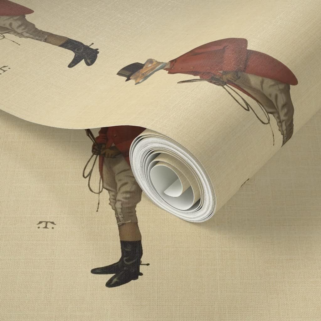 Peel & Stick Wallpaper 3ft x 2ft - Equestrian Hound Fox Horse Pony Toile English Vintage Inspired Country Custom Removable Wallpaper by Spoonflower