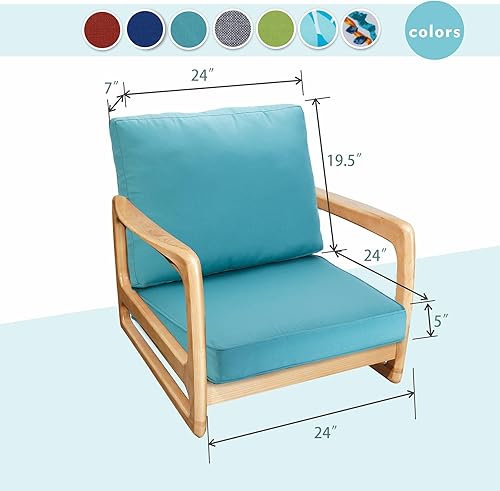 Miniatura 6 de Cojín para silla de exterior, juego de cojines de asiento para exteriores de 19 x 19 pulgadas, cojines de exterior para muebles de patio