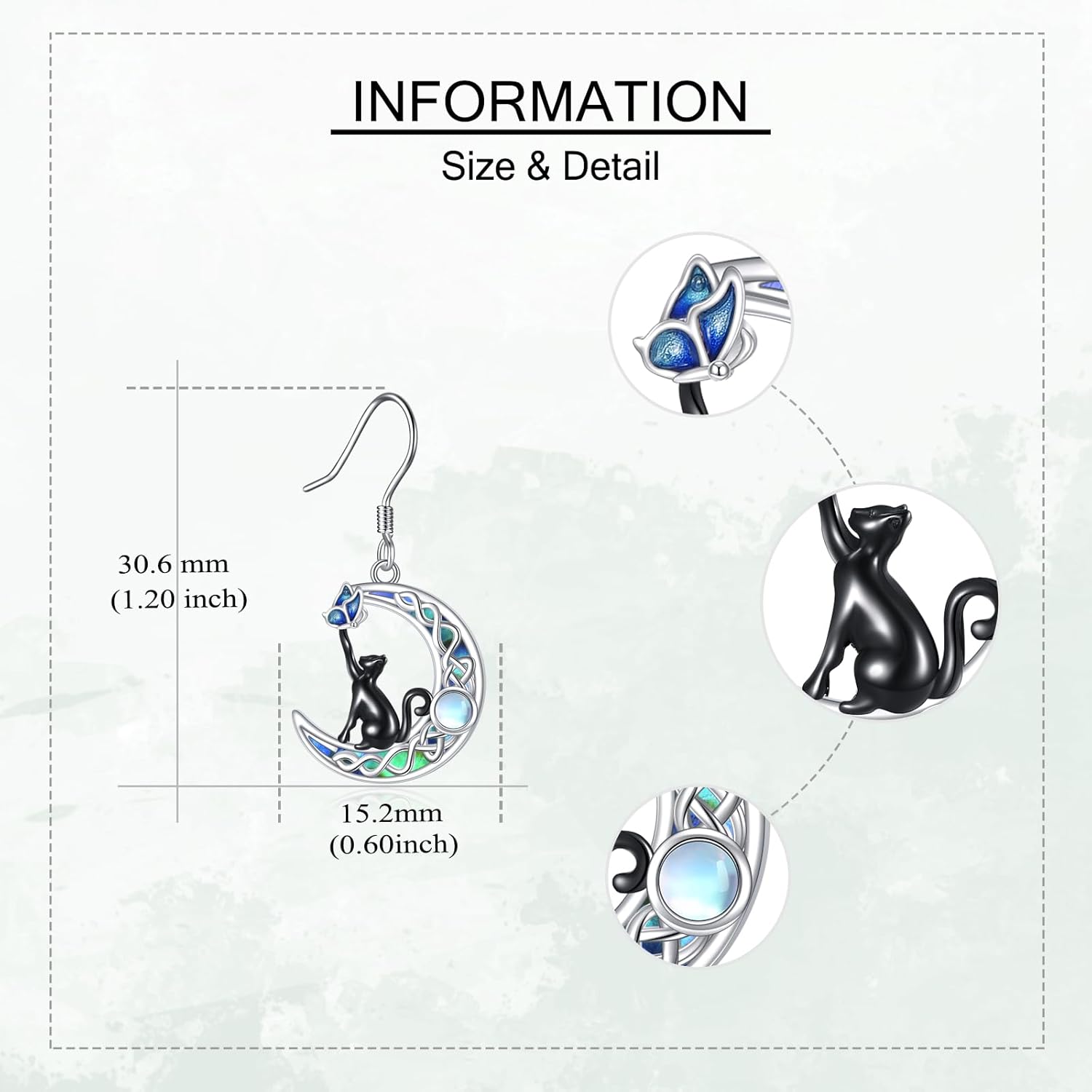 Black Cat Earrings 925 Sterling Silver Cat Earrings Cute Animal Dangle Drop Halloween Jewelry Chriatmas Gifts for Women - Image 3