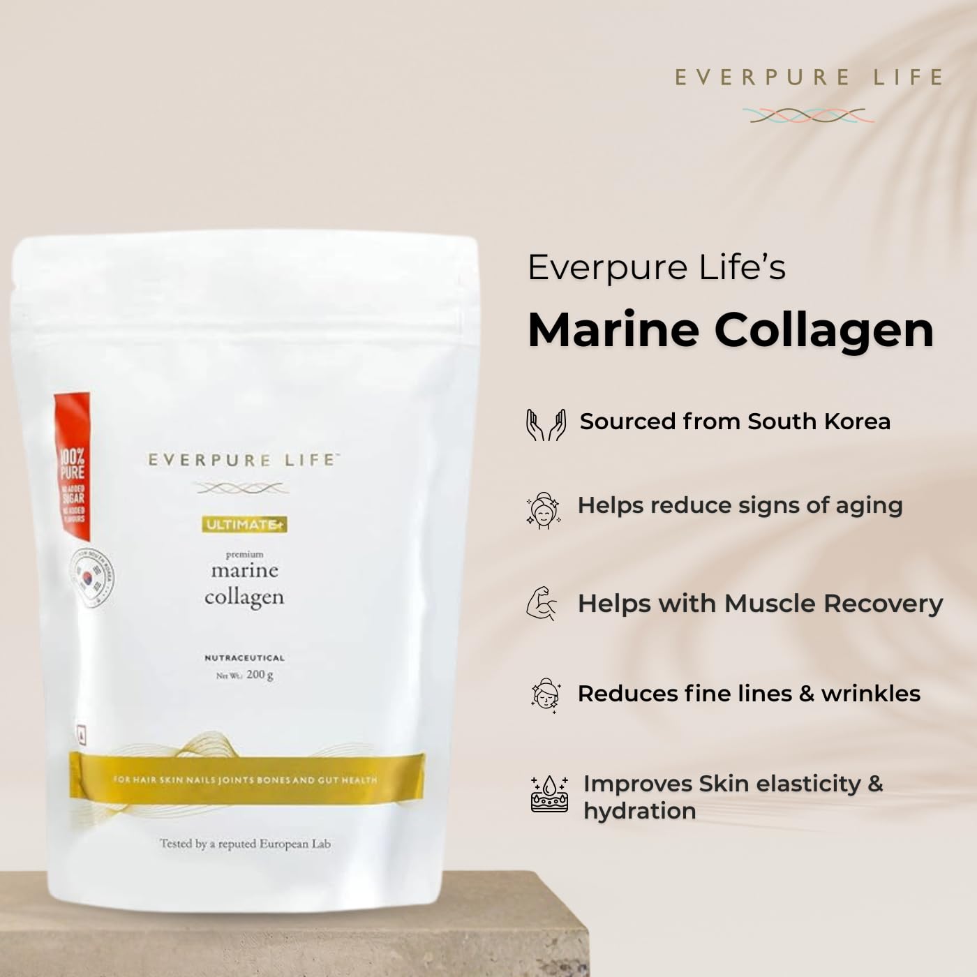 Ultimate+ Marine Collagen Powder (200g) | Hydrolysed Korean Supplement Peptides Type I & III for Skin, Hair, Nails & Bones | Clinically Proven | No Added Sugar & Unflavoured — Amazon image 2