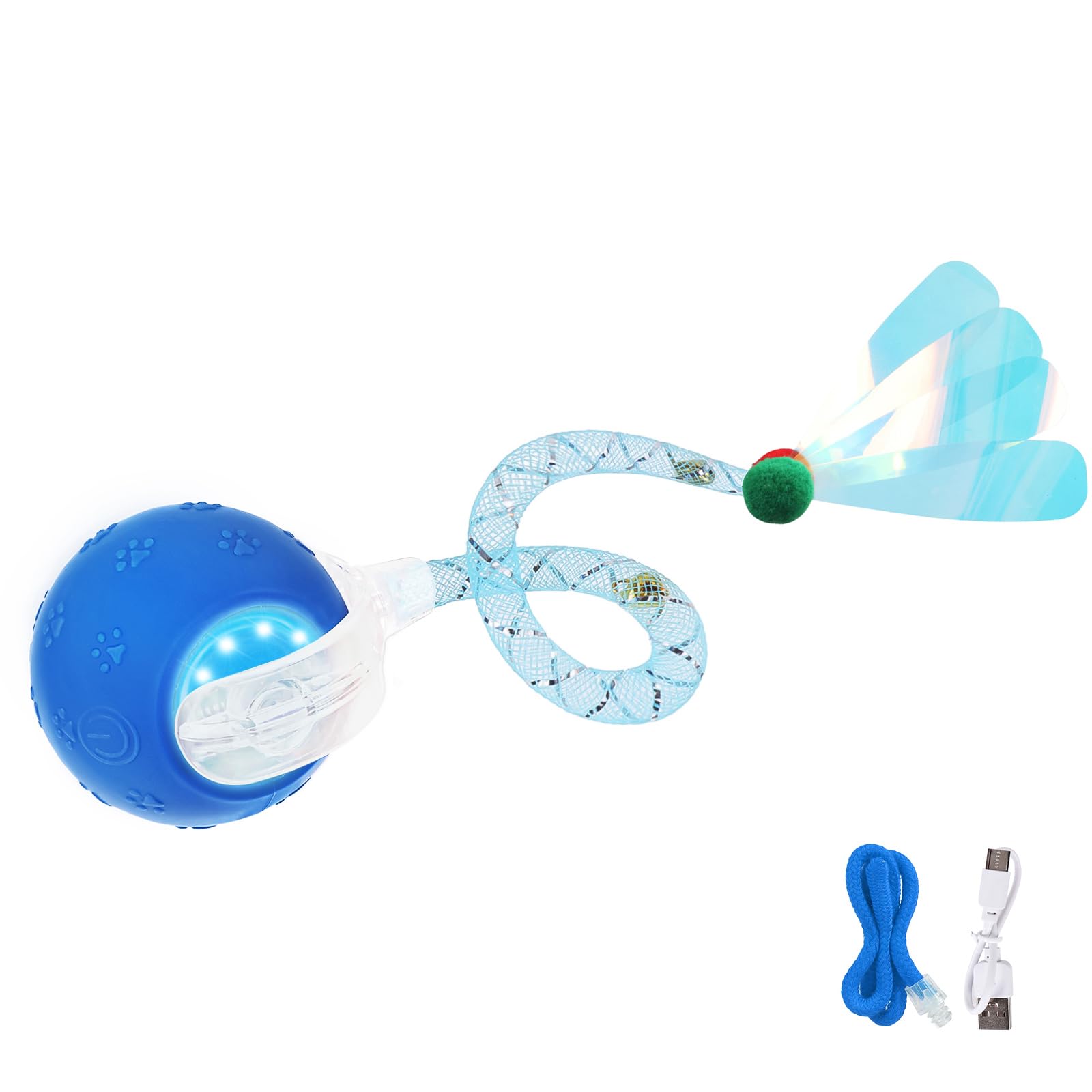 Petrendy Upgraded Interactive Cat Toy, cat Toys for Indoor Cats, Automatic Kitten Ball with Mesh Elastic Tail, Moving Cat Toy for Bored Indoor Adult