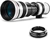 High-Power 420-800mm f/8.3 HD Manual Telephoto Lens for Nikon D500, D600, D610, D700, D750, D800, D800e, D810, D810a, D850, D3400, D5000, D5100, D5200, D5300, D5500, D5600, D7100, D7200, D7500 DSLR