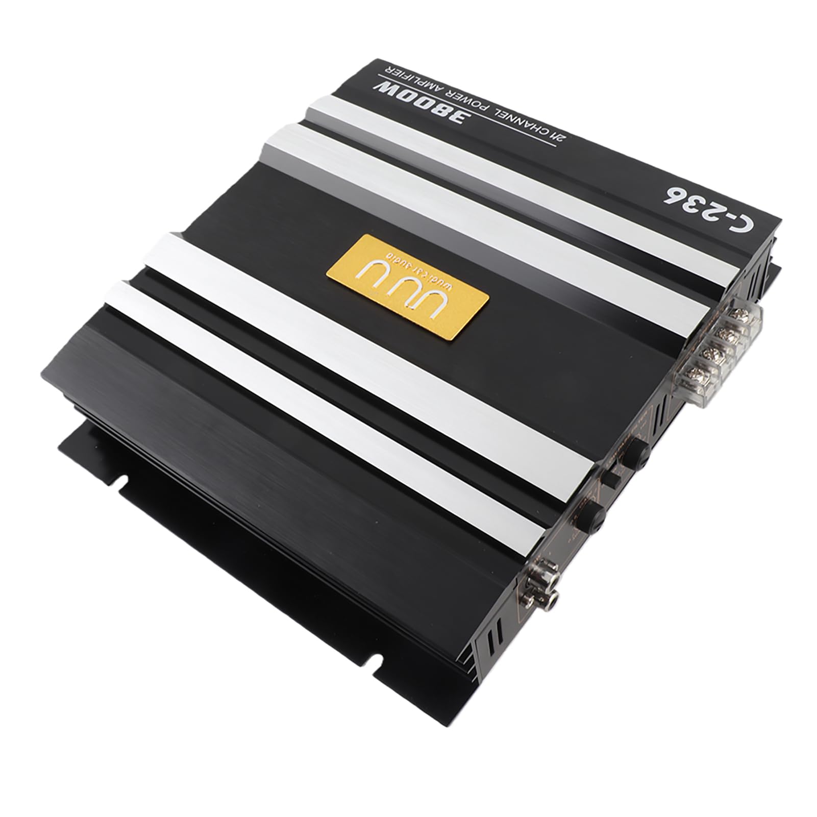 Amplificador de Coche de 2 Canales Amplificador de Alta Potencia de 3800 W, de Potencia Estéreo de 2 Vías con Carcasa de Aleación de Aluminio, Control de Baja Frecuencia, Conmutación de Fase,