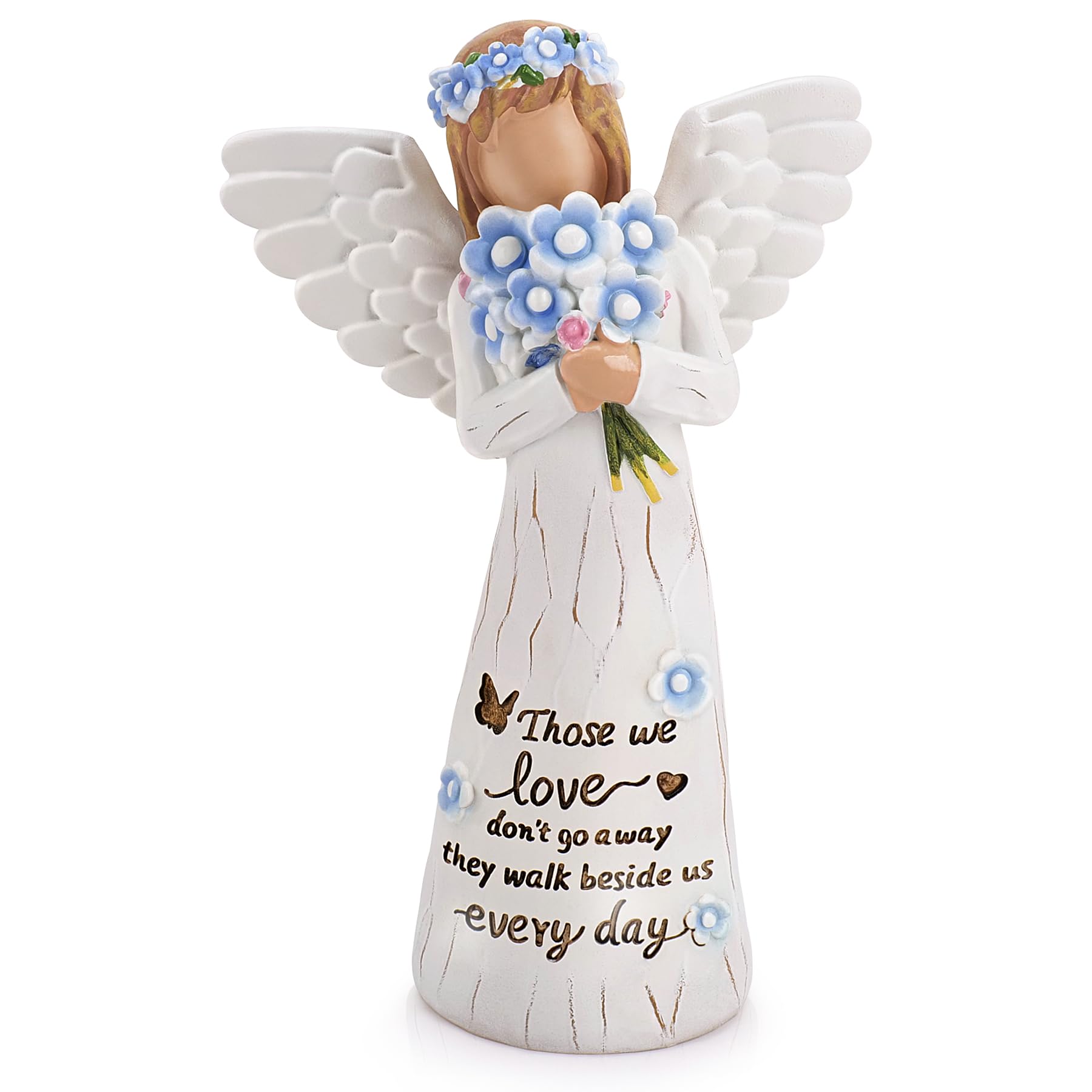Cadeau commémoratif femme : figurine ange peinte à la main, sculpture de deuil raffinée