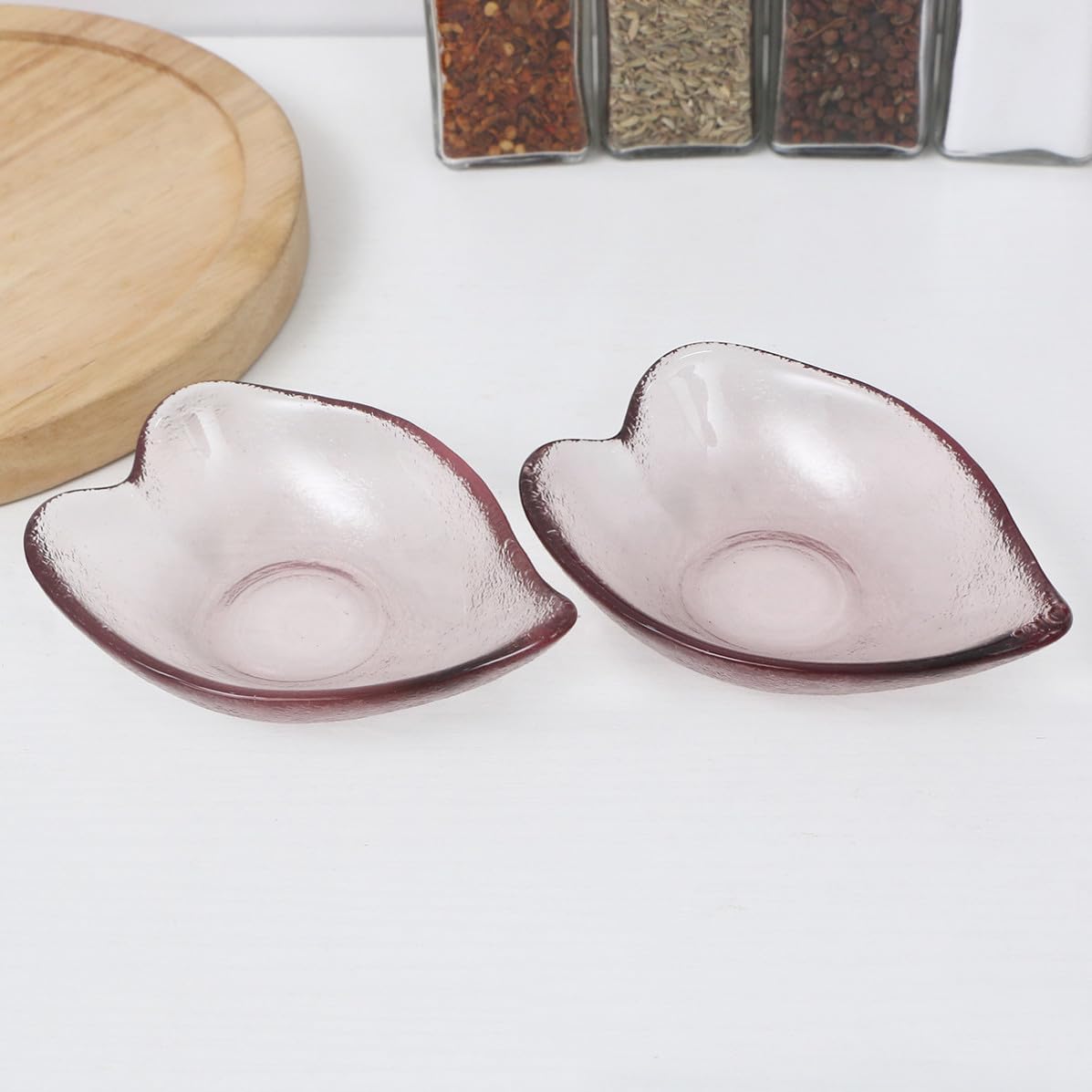 3pcs Heart Shaped Glass Seasoning Dish for Nuts Candies Catering