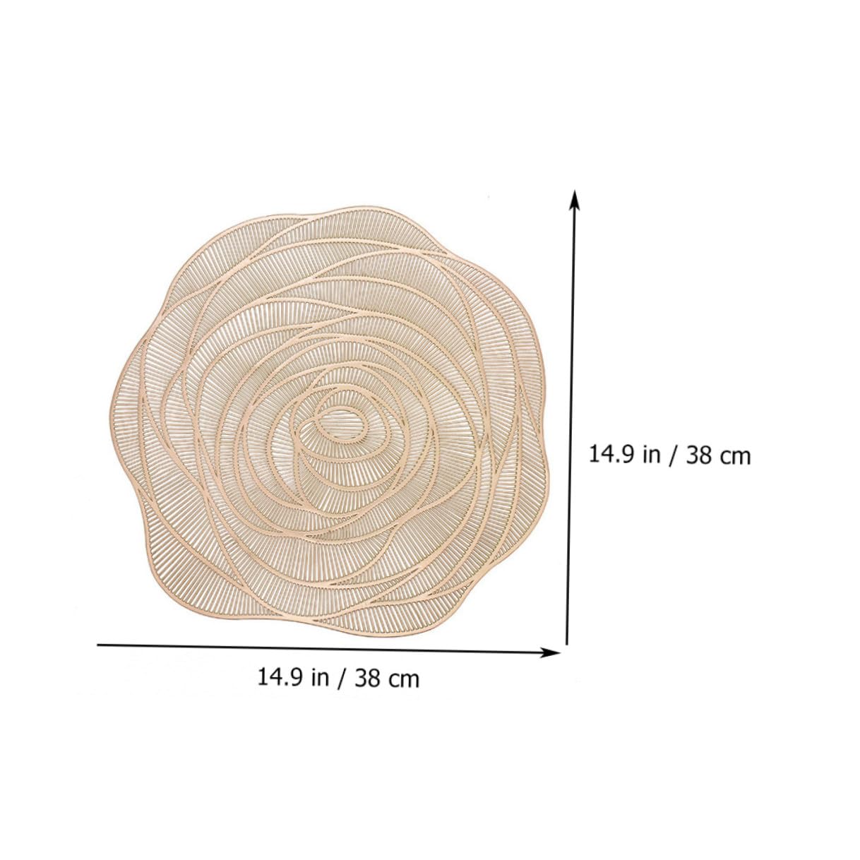 TOYANDONA Manteles Individuales de PVC Huecos Diseño de Rosa Dorada 38 CM 6 Piezas para Decoración de Mesa Posavasos para Fiestas y Comedor Adornos para Restaurante y Eventos