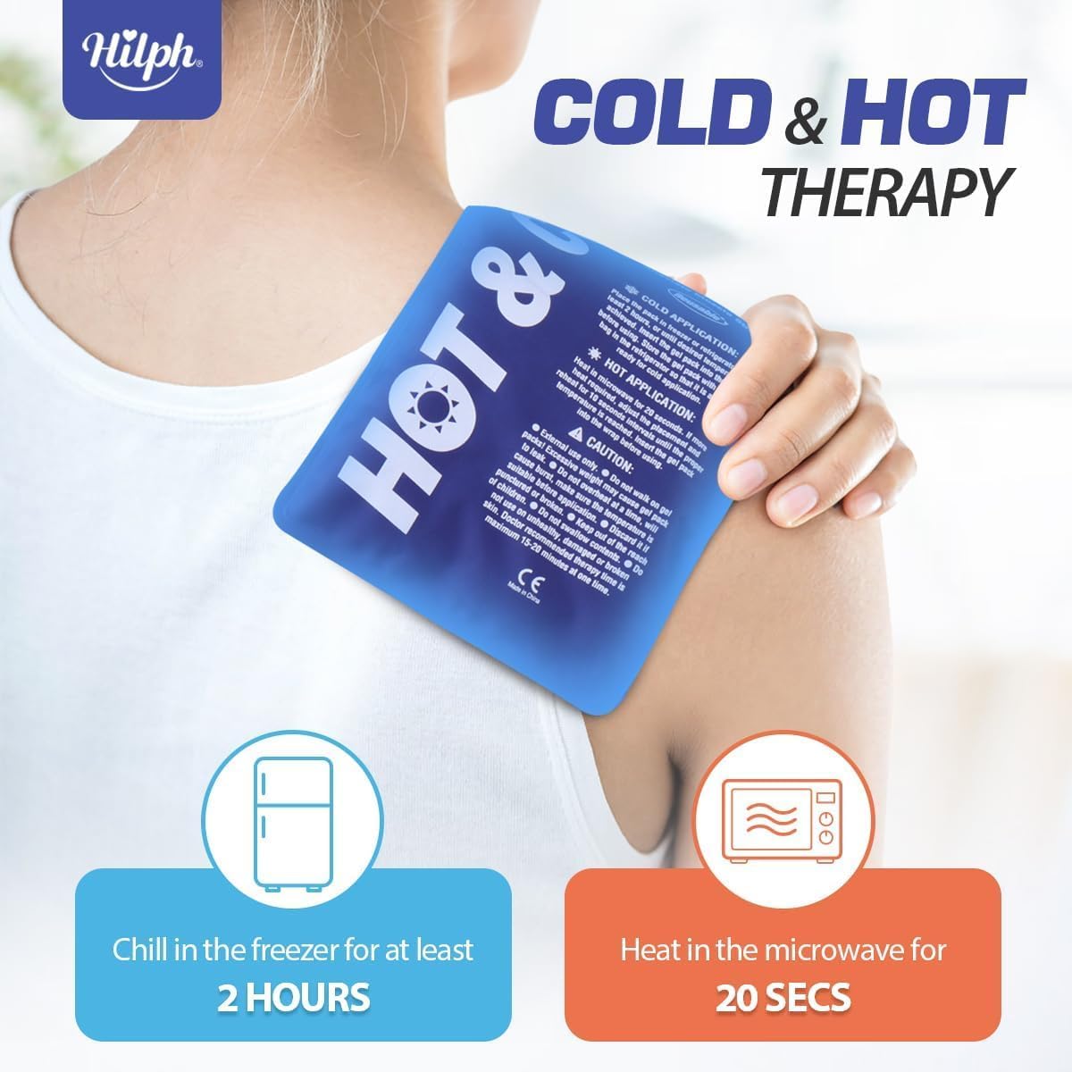 Hilph Ice Packs for Injuries Reusable (2-Piece Set), Large Gel Hot Cold Ice Packs with Strap for Back, Shoulder, Hip and Knee, Flexible Ice Wrap Cold Compress for Joints & Muscle Pain (10.8" x 5.5") - Image 7