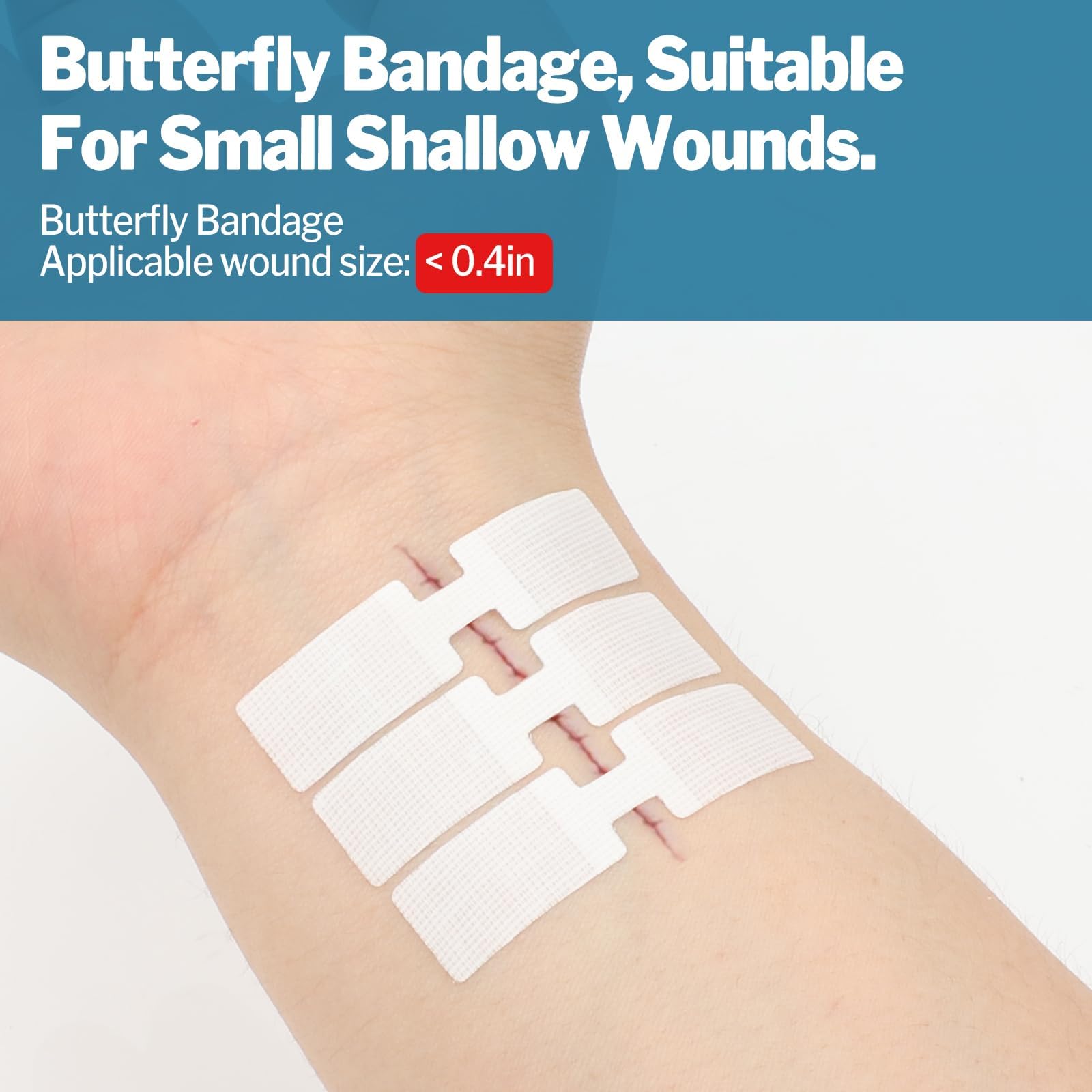 AZEN 14 Pack Emergency Wound Closure Strips, Butterfly Bandages, Emergency Laceration Closure Kit, Repair Wounds Without Stitches, Quick Clot Zip Stitch Wound Closures Device — Amazon image 5