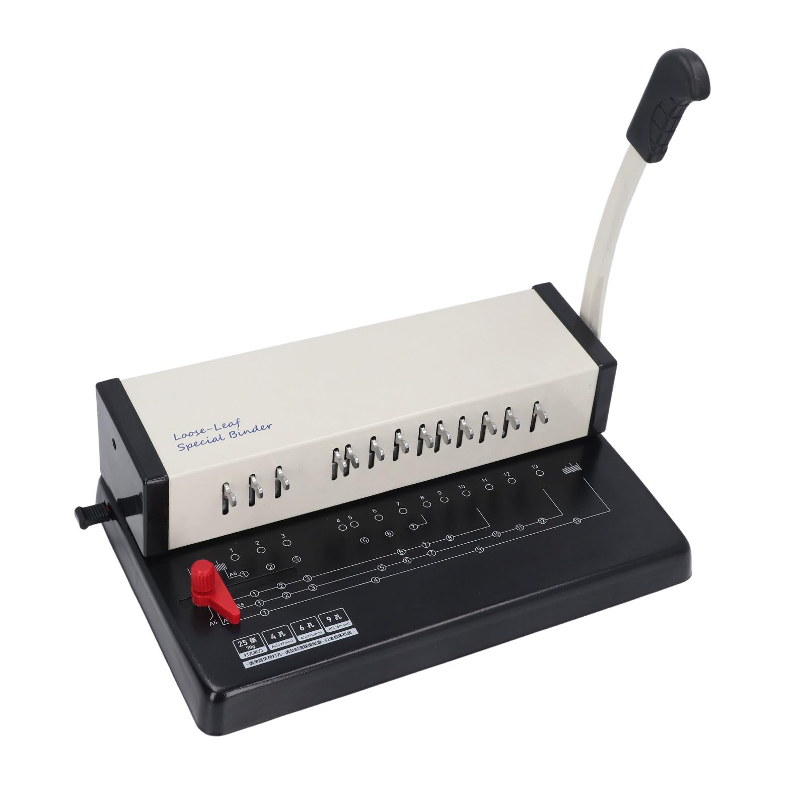Naroote Rilegatrice Manuale a Pettine A4 13 Fori | Raccoglitore per opuscoli per tipografia uffici capacità perforazione 25 fogli compatibile A5/A6 margini regolabili 2 a 6 mm
