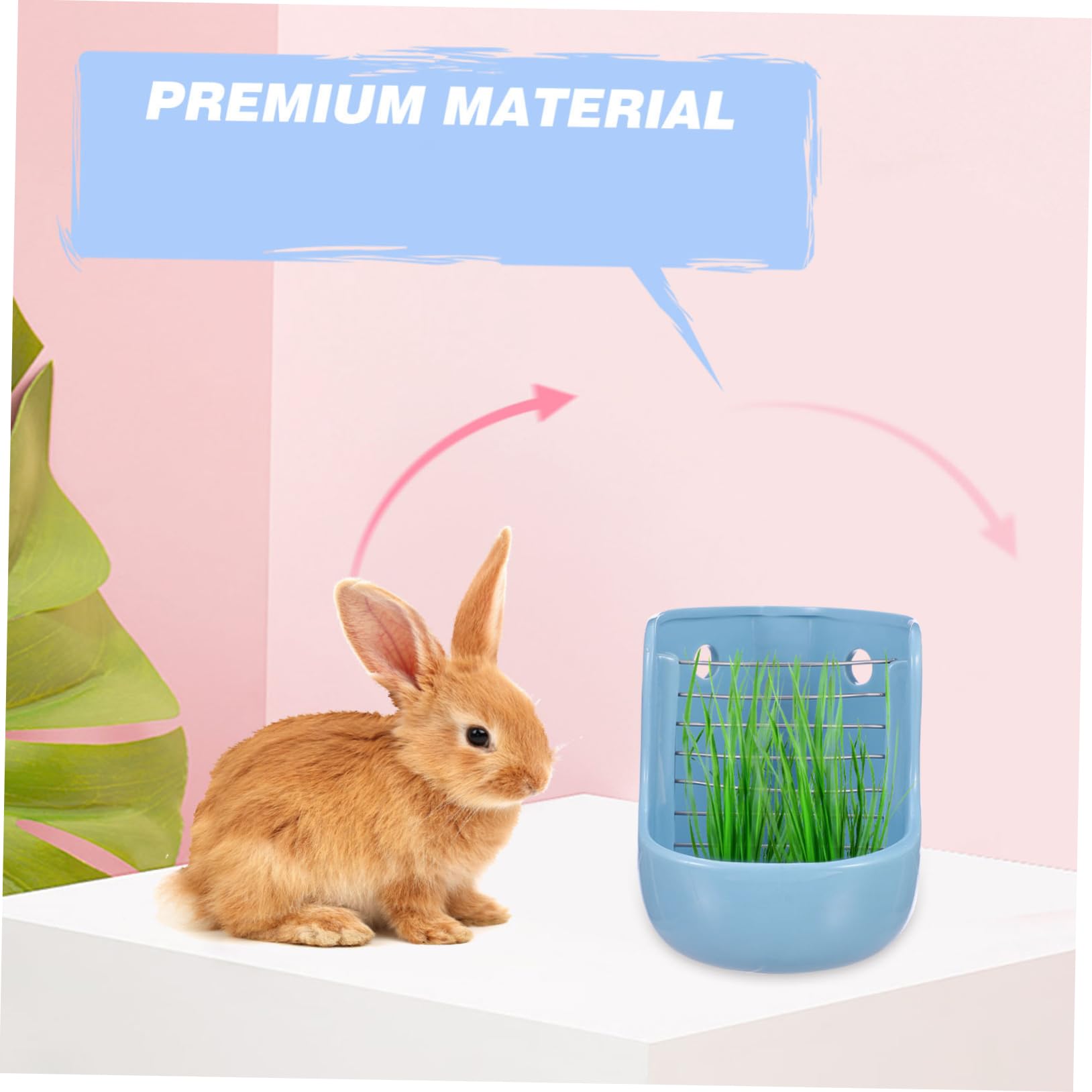 VANZACK Comedero Cerámico Desmontable para Chinchilla y Rabbit Soporte para Hierba