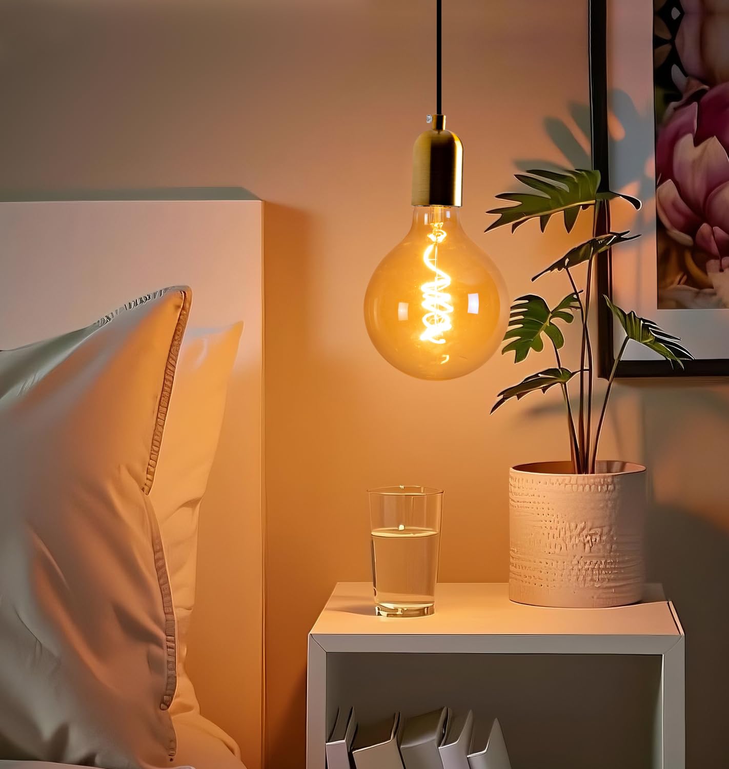 OMED G125 G40 Large Light Edison LED Vintage Bulb E26 Oversized Globe Dimmable Amber Glass Light Bulbs 2200K