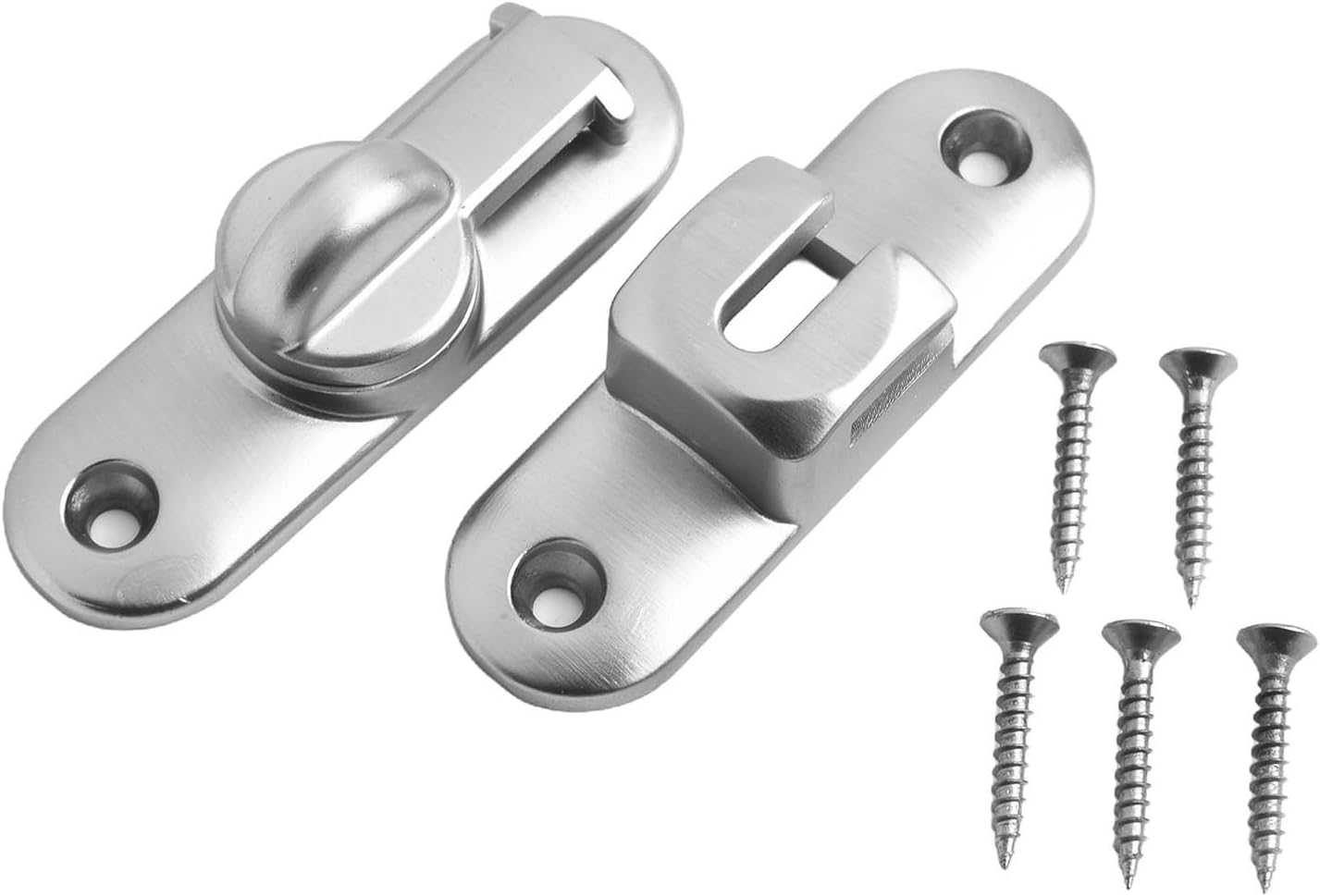 Sliding Gate Lock Latch for Cabinets Stainless Steel Design with U Shaped Slot for Easy Installation (Silver)