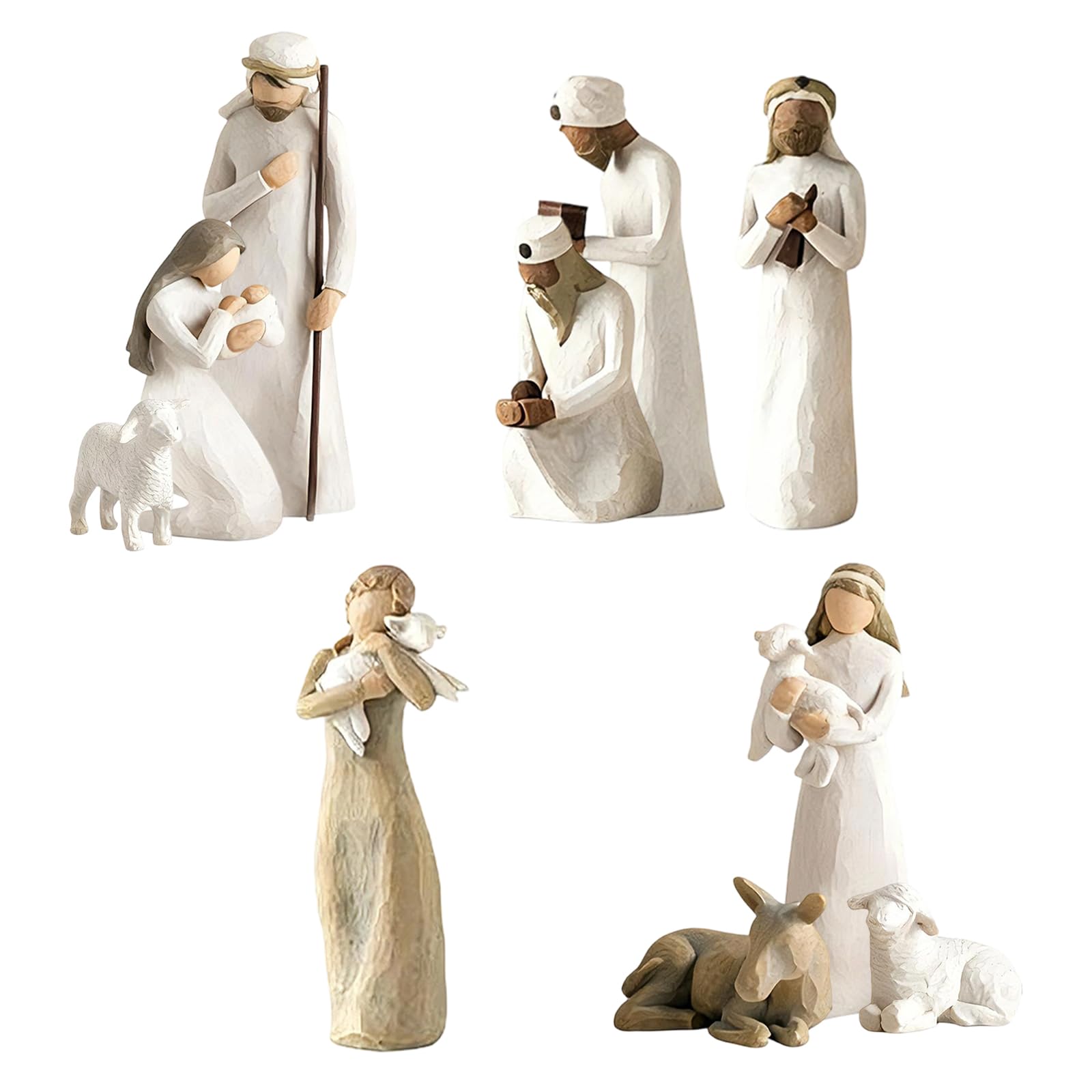 Set di 10 personaggi presepe in resina, presepe born scene, presepe con figurine, nascita Belen Natale, presepe in resina sacra famiglia, decorazione