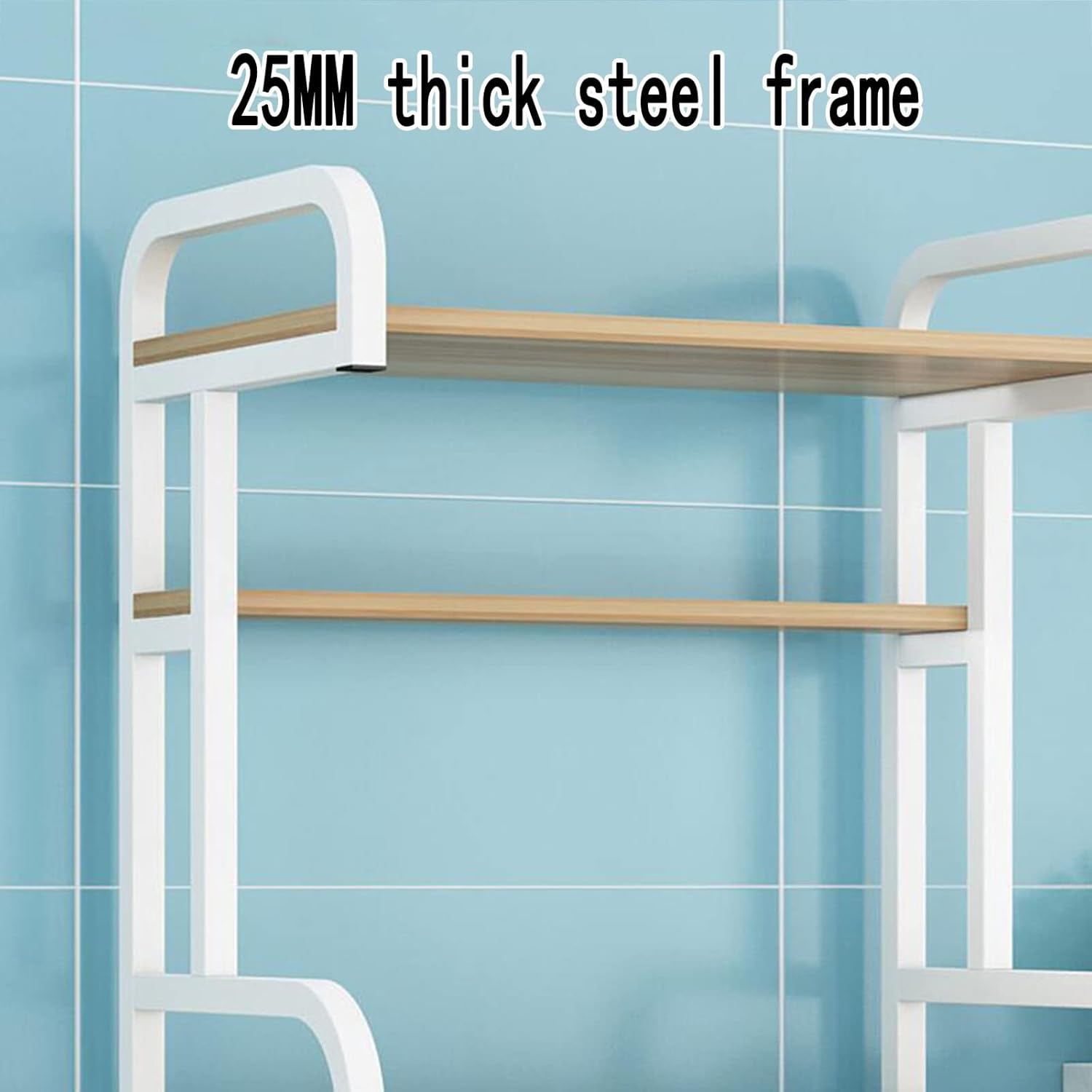 Shelves Kitchen Organizer Rack, Baker's Rack Microwave Stand with Hooks Utility Storage Shelf Steel Organizer Rack (B 70CM)