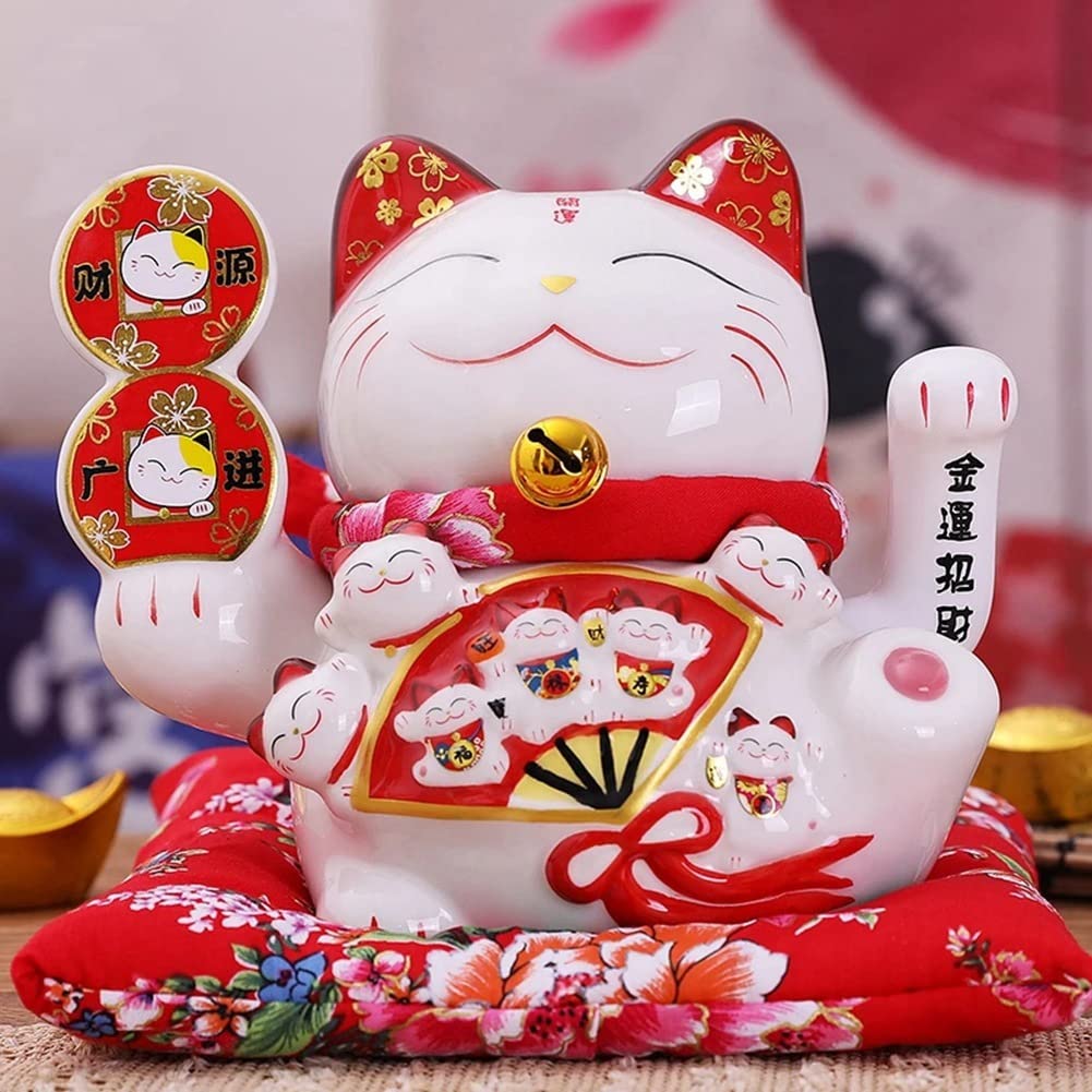 Jevina 7 Keramiek Zwaaiende Maneki Ornament Feng Shui Decoratie Swing