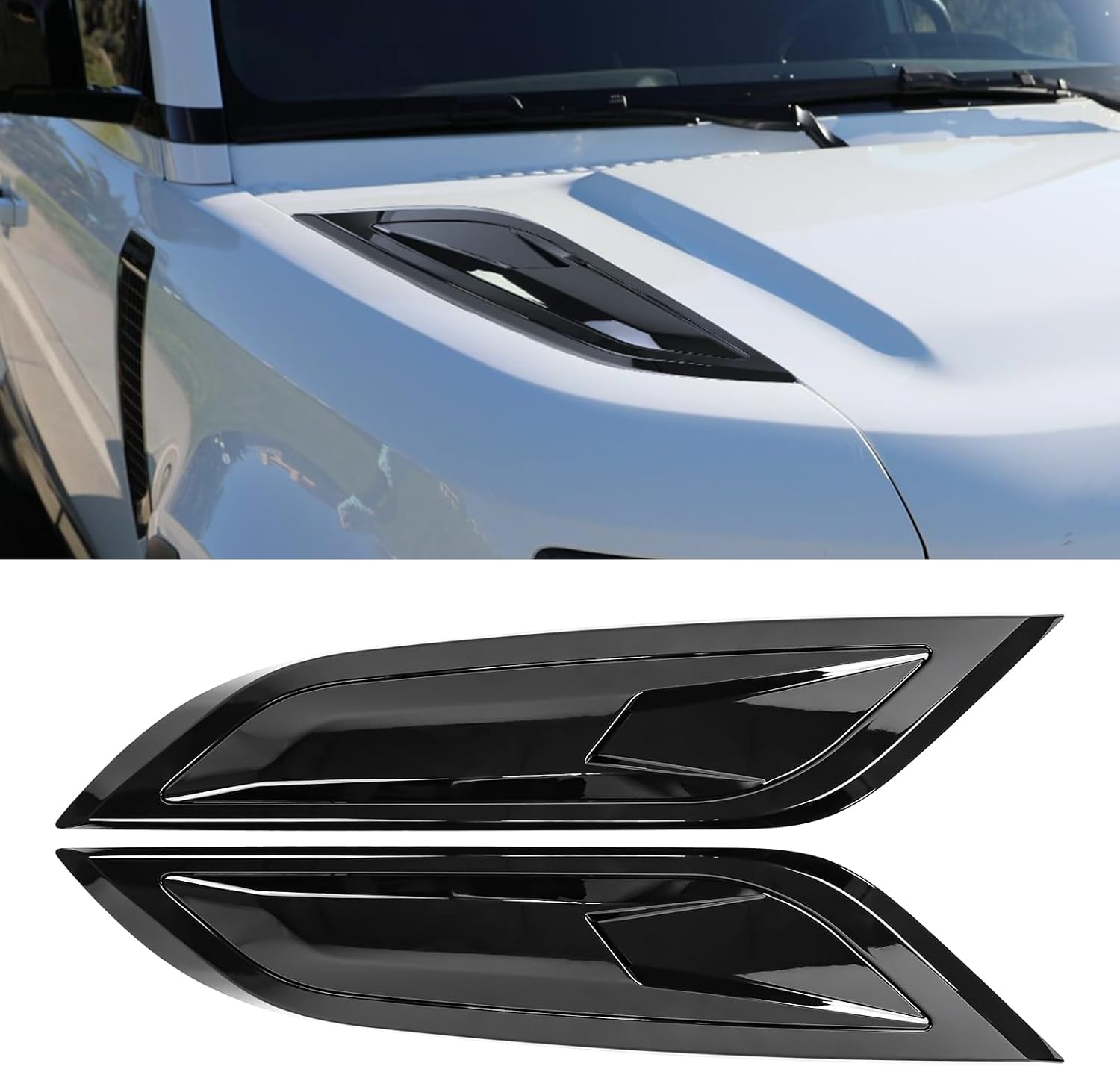 Engine hood side vents decoration ABS Black Body Anti-Scratch Protection Cover Trim Kit Compatible with 2020-2025 Land Rover Defender 90 110 130 Decoration Armor Sticker Trim Exterior Accessories