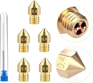 3D Printer Nozzles Extruder Nozzles for MK8 V5 V6 0.4mm for 1.75mm Filament Printer High Flow Clone Nozzle Contains 5pcs Copper Nozzle with 2pcs Steel Needle Packed Storage Box for CR-10