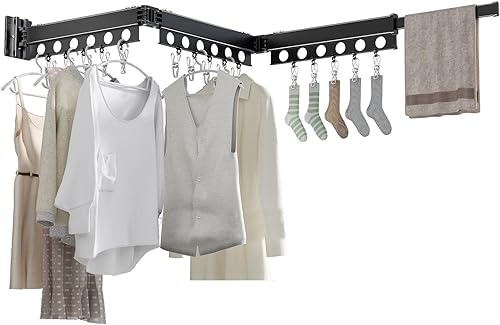 Miniatura 8 de dancrul Tendedero plegable para colgar ropa, para colgar ropa, color blanco