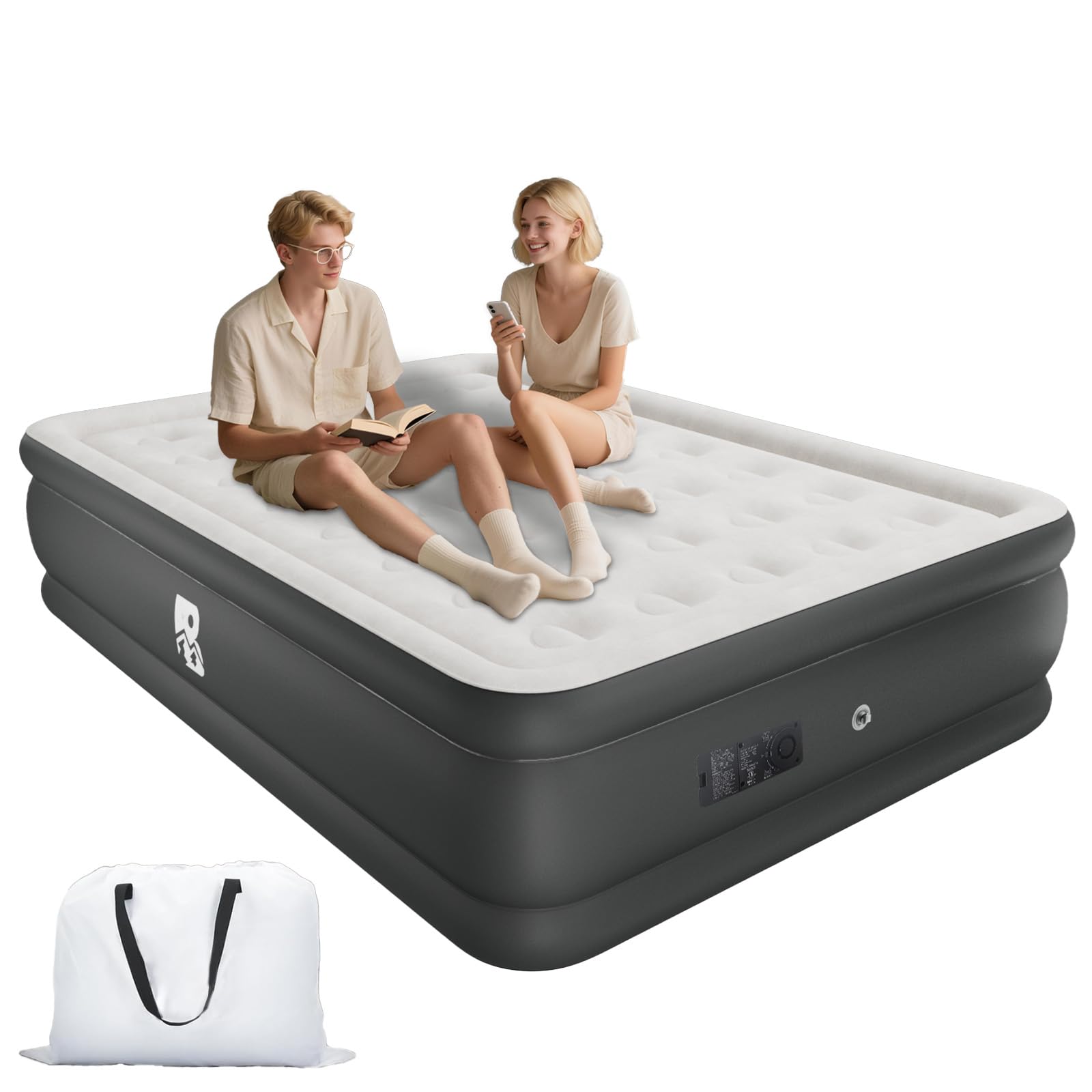 Full Size Air Mattress with Built-in Pump 18" Raised - 90-Second Quick Inflatable AirBed, 600lbs Capacity, Compact Sleeper for Guest & Camping,Storage Bag & 1-Year Warranty (Full)