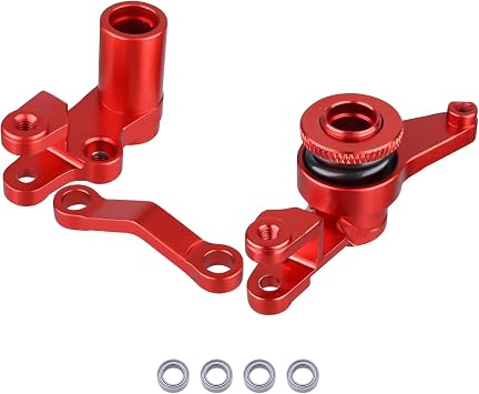 Hobbypark Aluminum Steering Bellcranks and Drag Link Servo Saver Complete with Bearings for Traxxas 1/10 Slash 4x4 Upgrade Parts Red