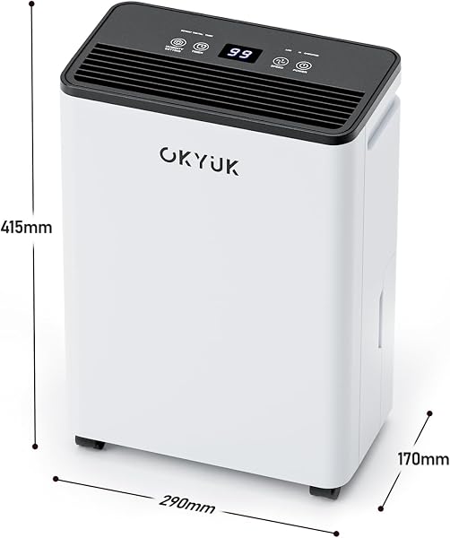 Deshumidificador 12L con Indicador Digital de Humedad,Deshumificadores de humedad Deshumidificador para Hogar hasta 40m² con Apagado Automático, Ideal para, Baños, Dormitorios, Sótanos (12L Blanco) - 3