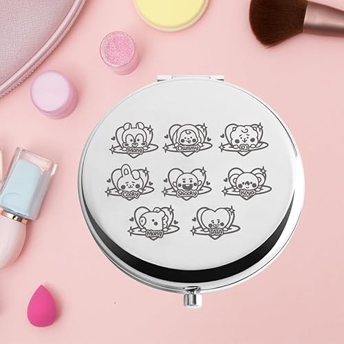 Miniatura 7 de KEYCHIN K-Pop - Espejo de bolsillo para niños, regalos coreanos Bangtan, espejo de maquillaje compacto para fanáticos del K-Pop (BT Mang-S)